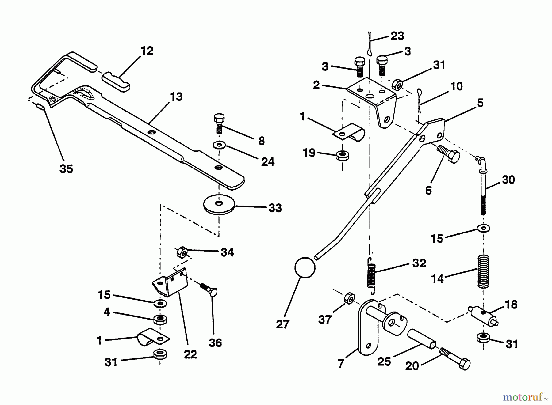 Husqvarna Rasen und Garten Traktoren LRH 125 (954000622) (HN125HR38B) - Husqvarna Lawn Tractor (1994-01 & After) Mower Lift Lever
