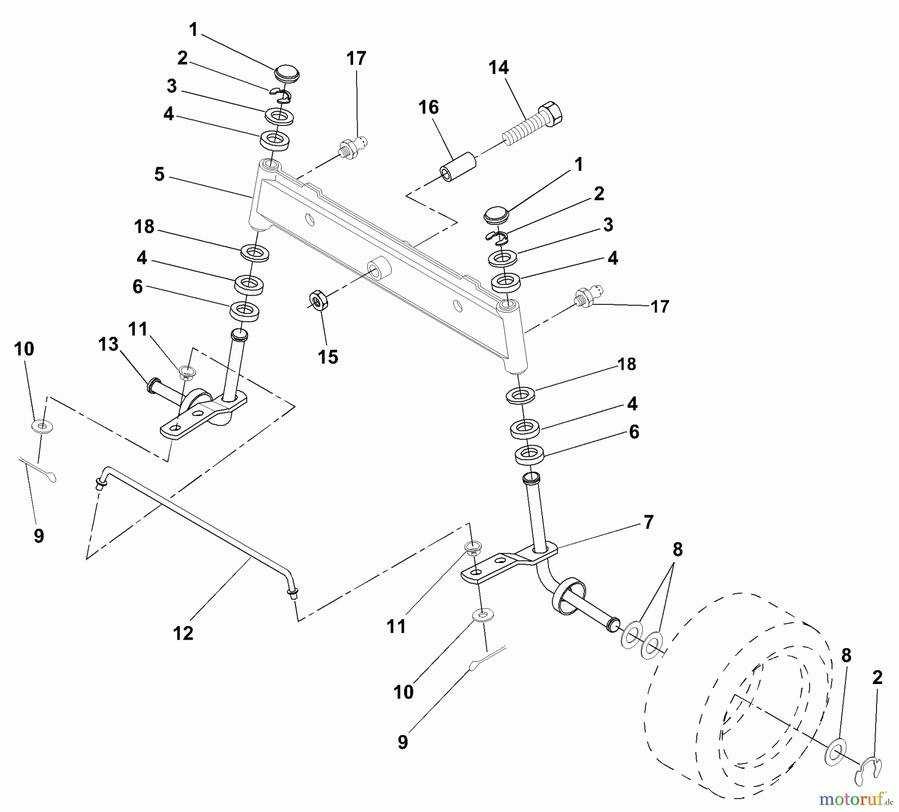 Husqvarna Rasen und Garten Traktoren LRH 125 (954001222A) - Husqvarna Lawn Tractor (1994-07 & After) Front Axle