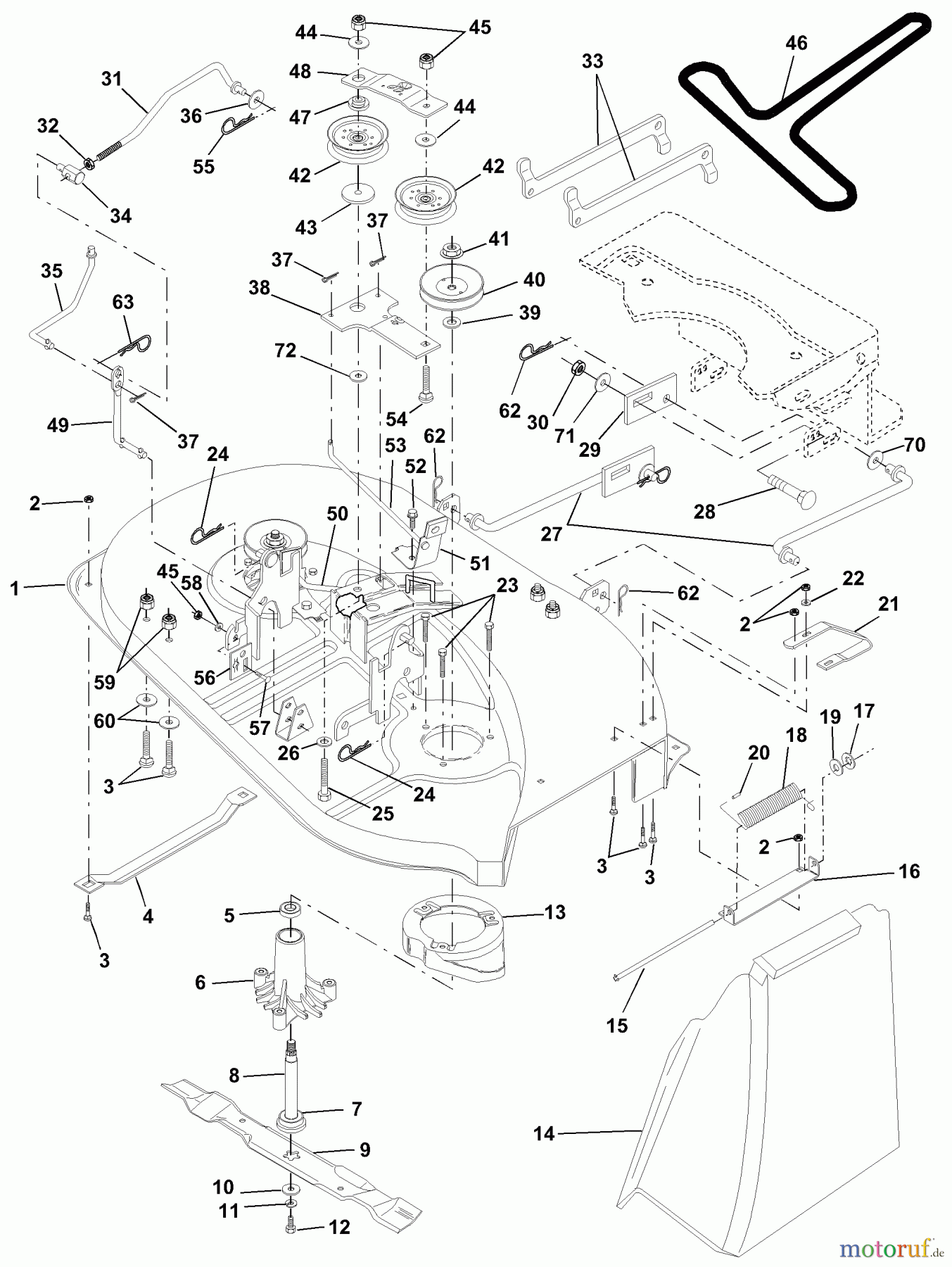 Husqvarna Rasen und Garten Traktoren LRH 125 (954001222A) - Husqvarna Lawn Tractor (1994-07 & After) Mower Deck