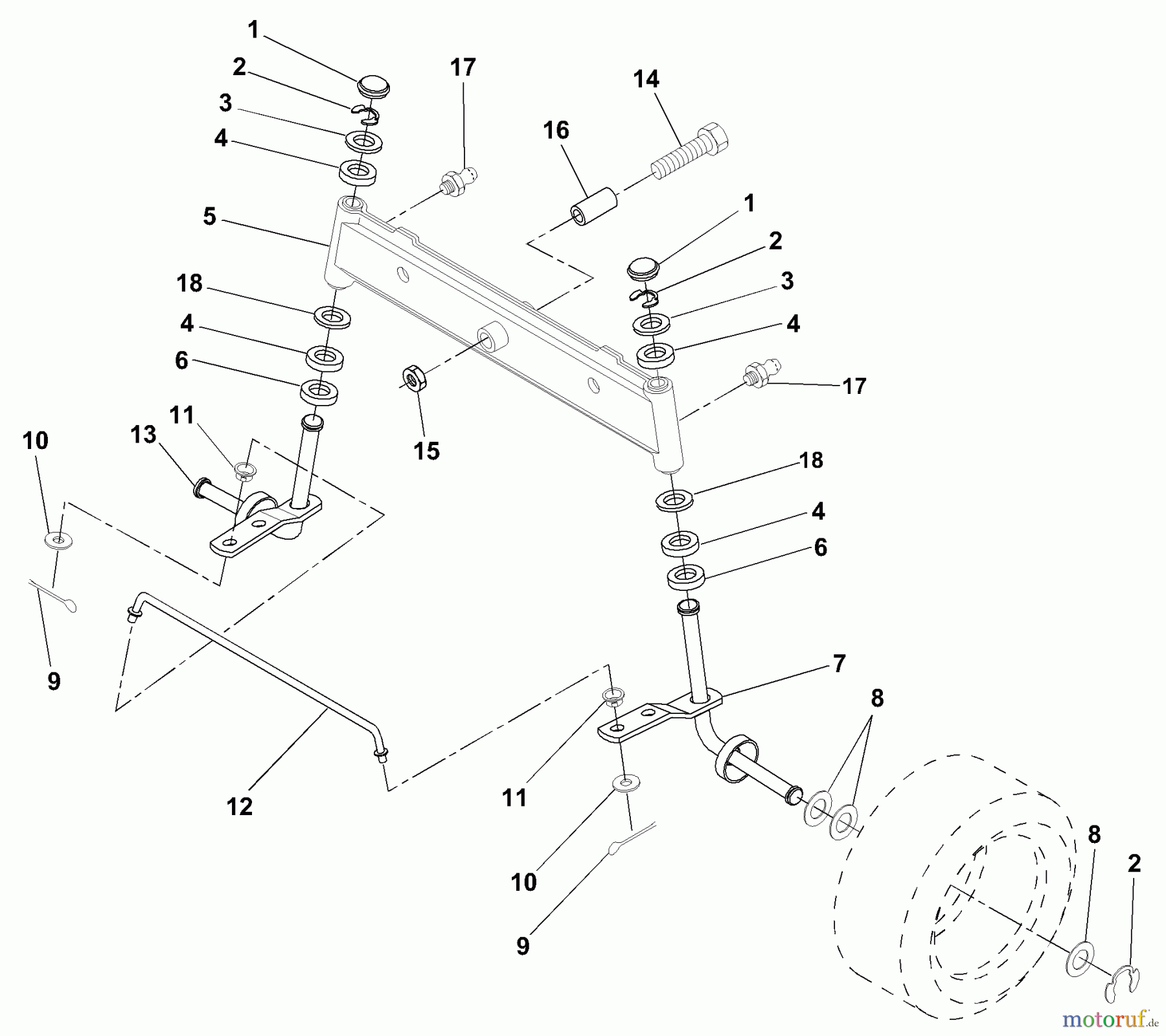 Husqvarna Rasen und Garten Traktoren LRH 125 (954001222B) - Husqvarna Lawn Tractor (1995-03 & After) Front Axle