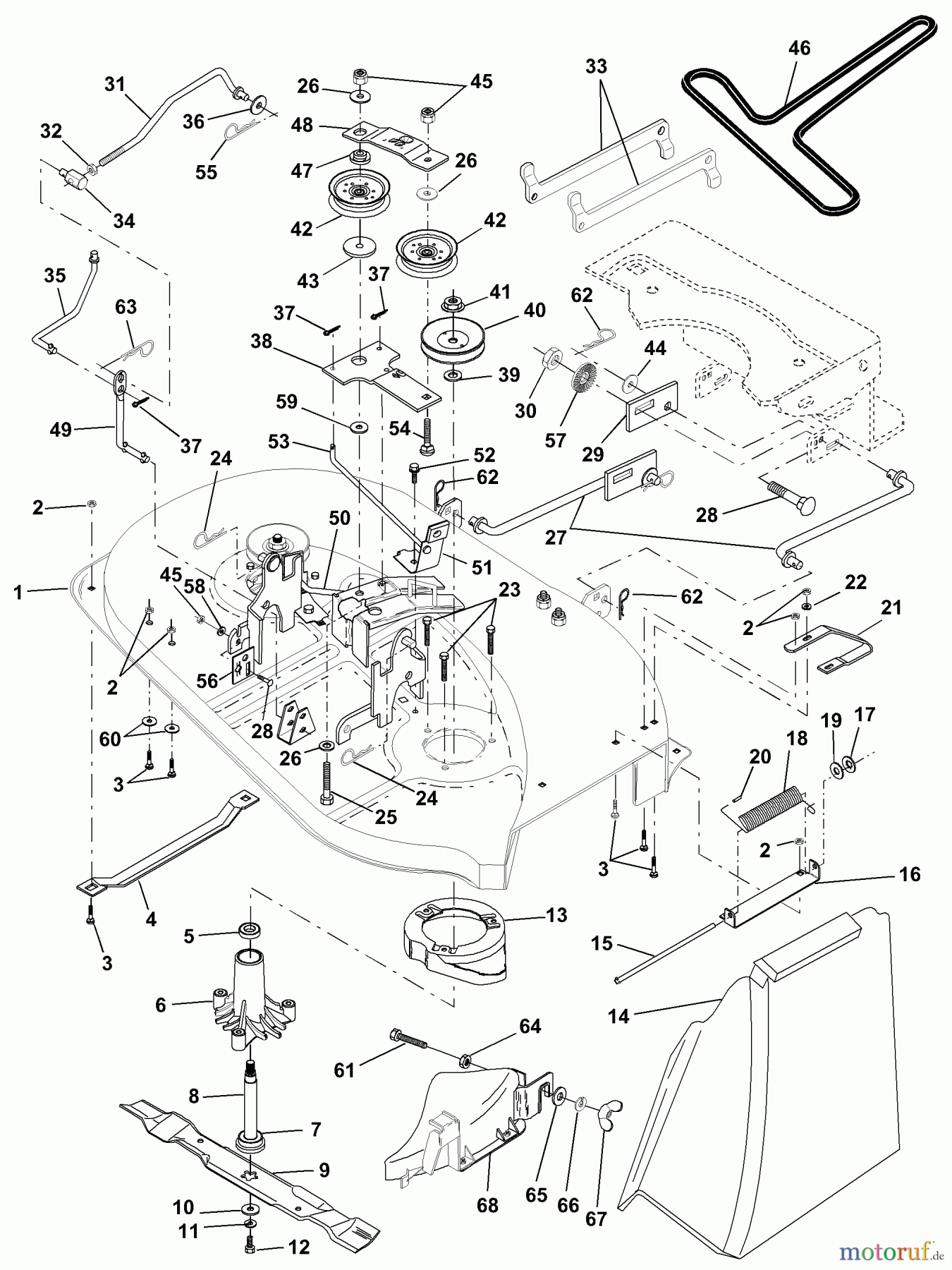 Husqvarna Rasen und Garten Traktoren LRH 125 (954001222B) - Husqvarna Lawn Tractor (1995-03 & After) Mower Deck