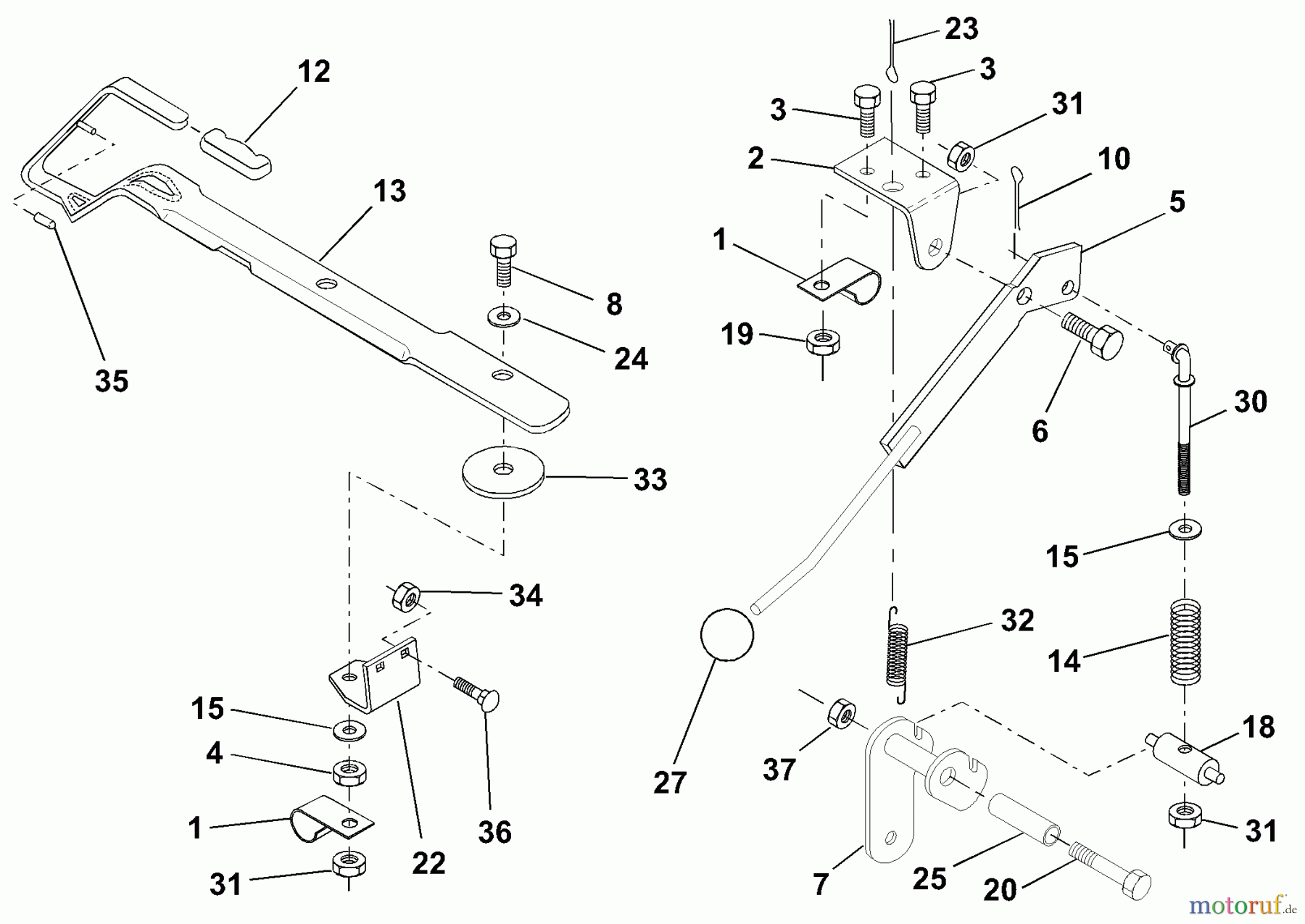 Husqvarna Rasen und Garten Traktoren LRH 125 (954001222B) - Husqvarna Lawn Tractor (1995-03 & After) Mower Lift Lever