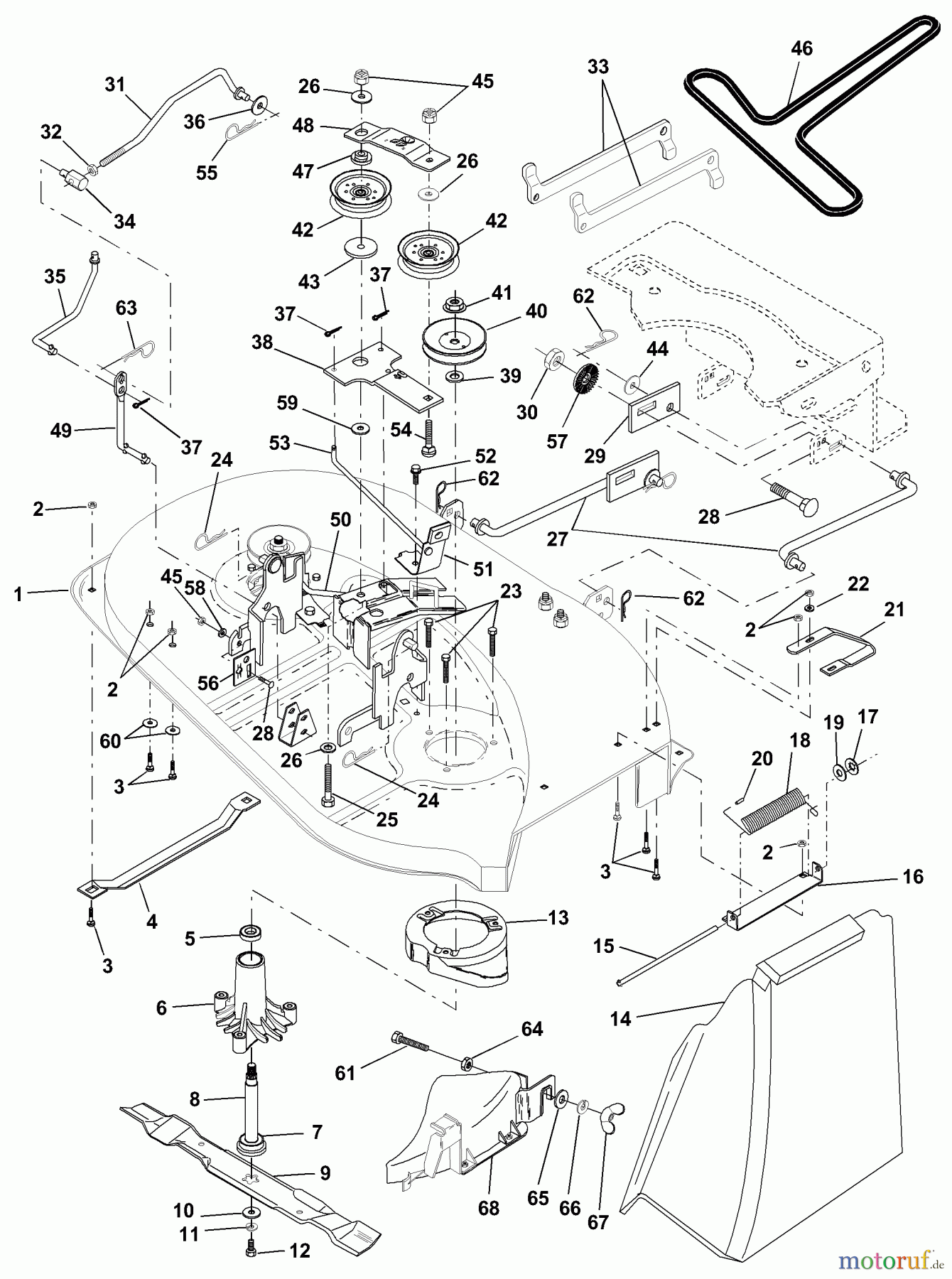 Husqvarna Rasen und Garten Traktoren LRH 125 (954001222C) - Husqvarna Lawn Tractor (1995-03 & After) Mower Deck