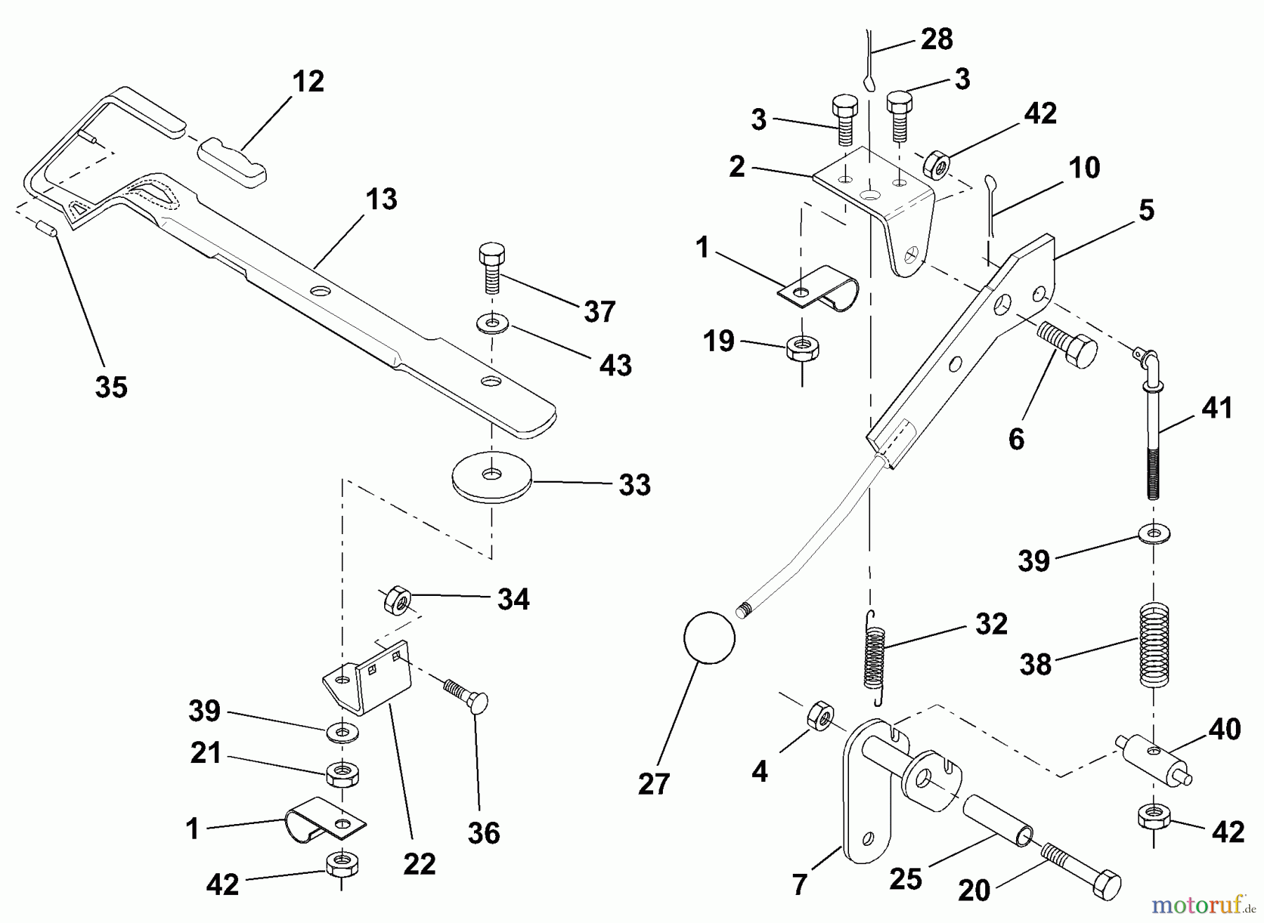 Husqvarna Rasen und Garten Traktoren LRH 125 (954001222C) - Husqvarna Lawn Tractor (1995-03 & After) Mower Lift Lever