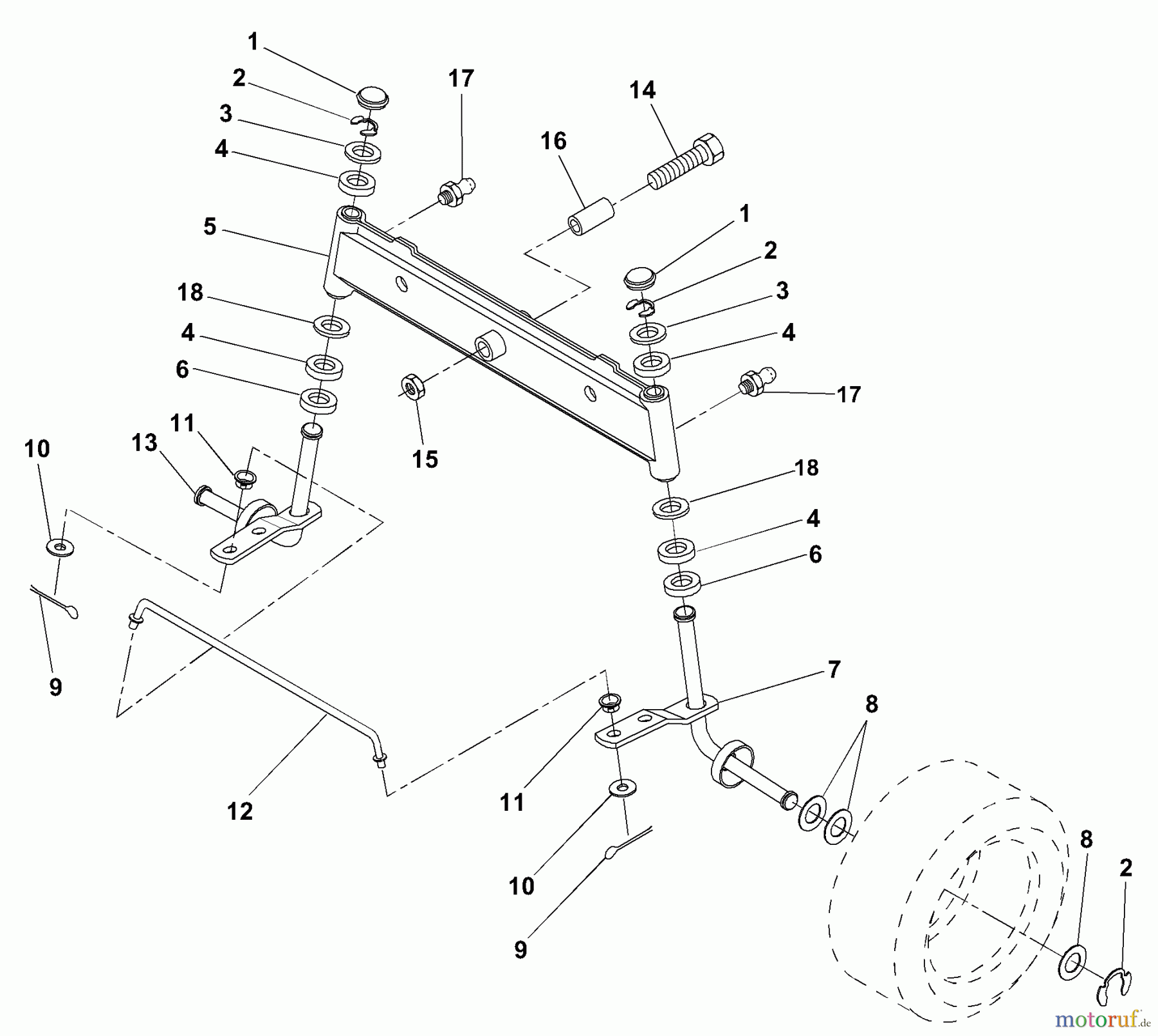 Husqvarna Rasen und Garten Traktoren LRH 125 (954001222D) - Husqvarna Lawn Tractor (1995-07 & After) Front Axle