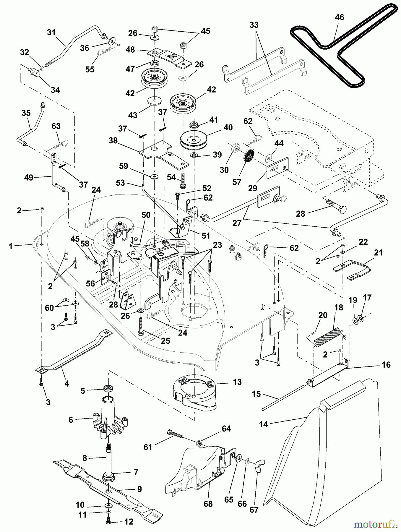 Husqvarna Rasen und Garten Traktoren LRH 125 (954001222D) - Husqvarna Lawn Tractor (1995-07 & After) Mower Deck
