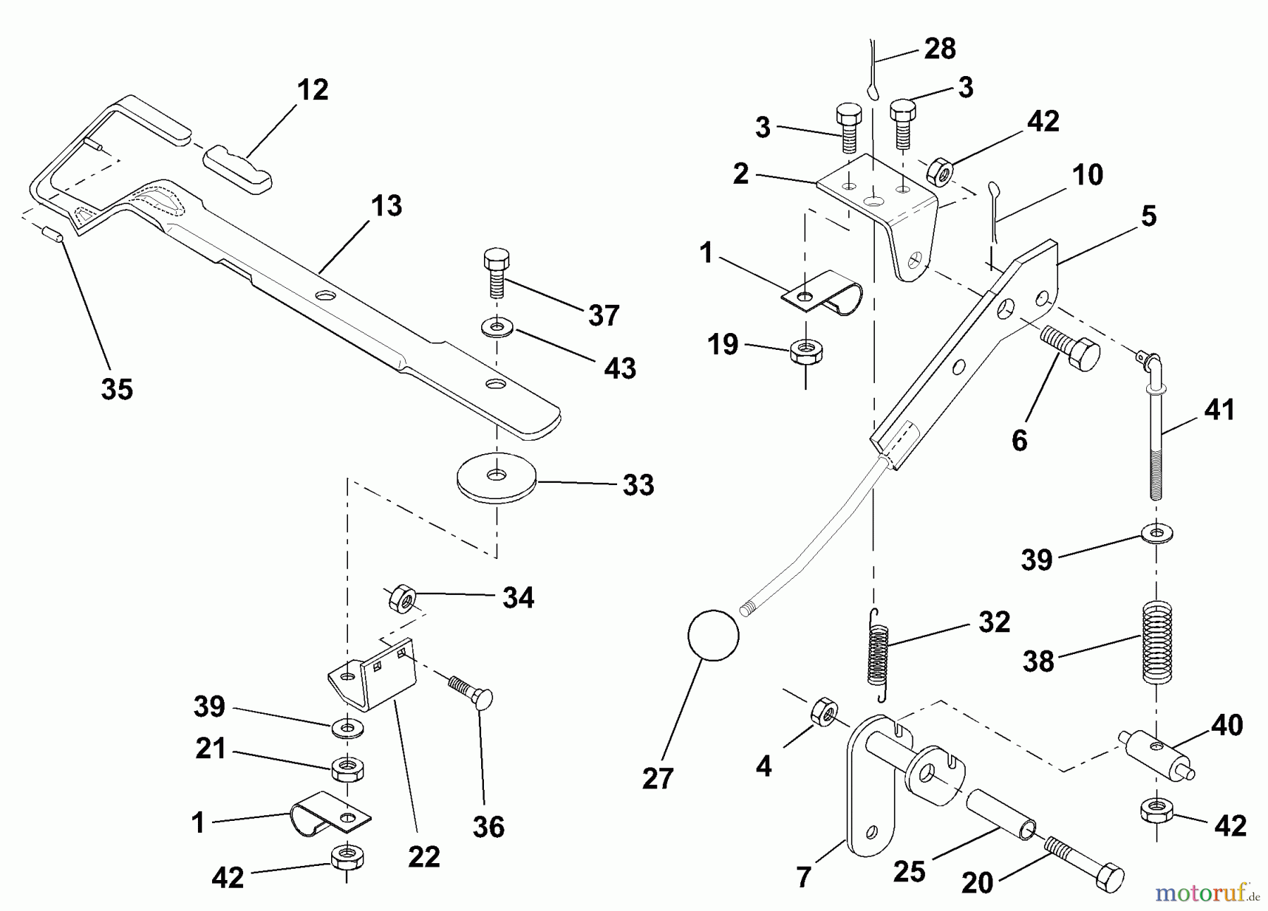 Husqvarna Rasen und Garten Traktoren LRH 125 (954001222D) - Husqvarna Lawn Tractor (1995-07 & After) Mower Lift Lever