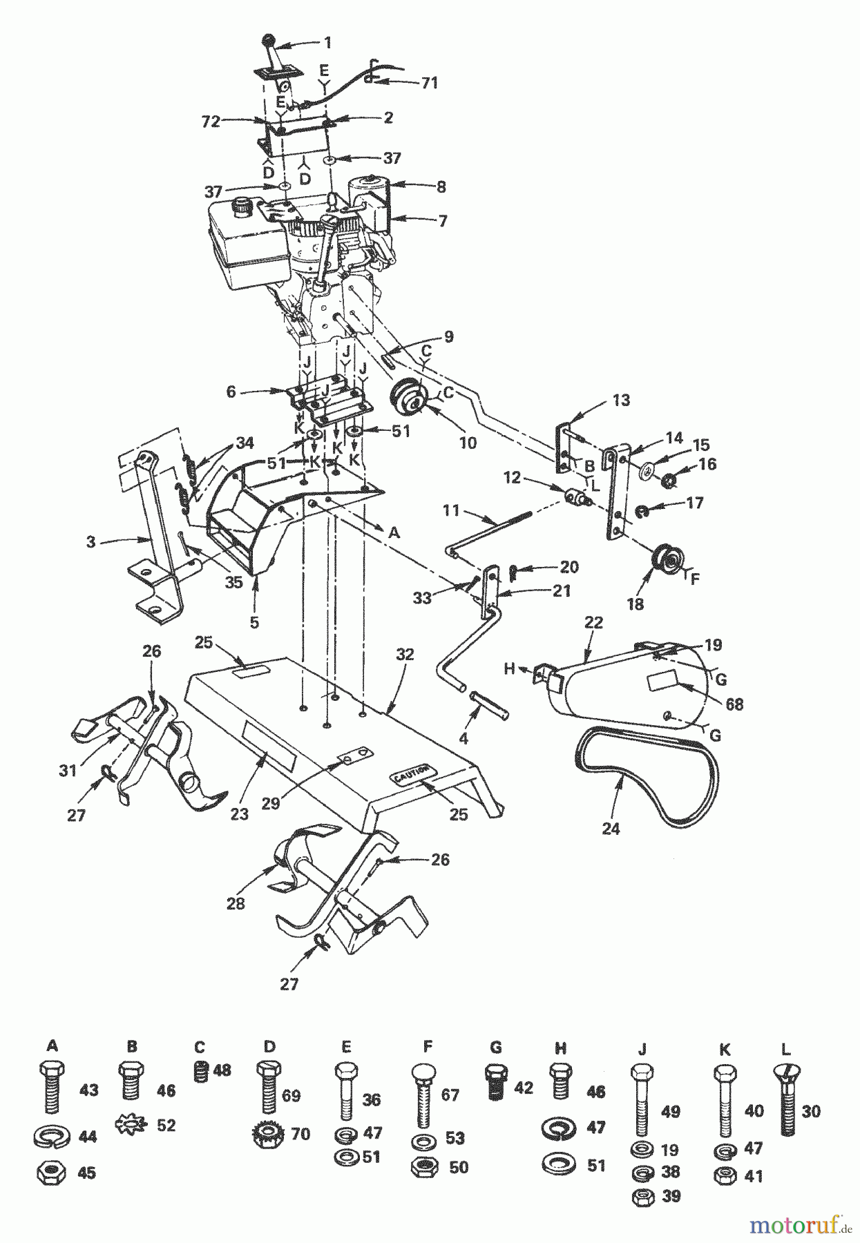 Husqvarna Zubehör, Rasenmäher / Mäher TS 200ER - Husqvarna TS 20 Tiller Attachment (2003-04 & After) Engine And Tines