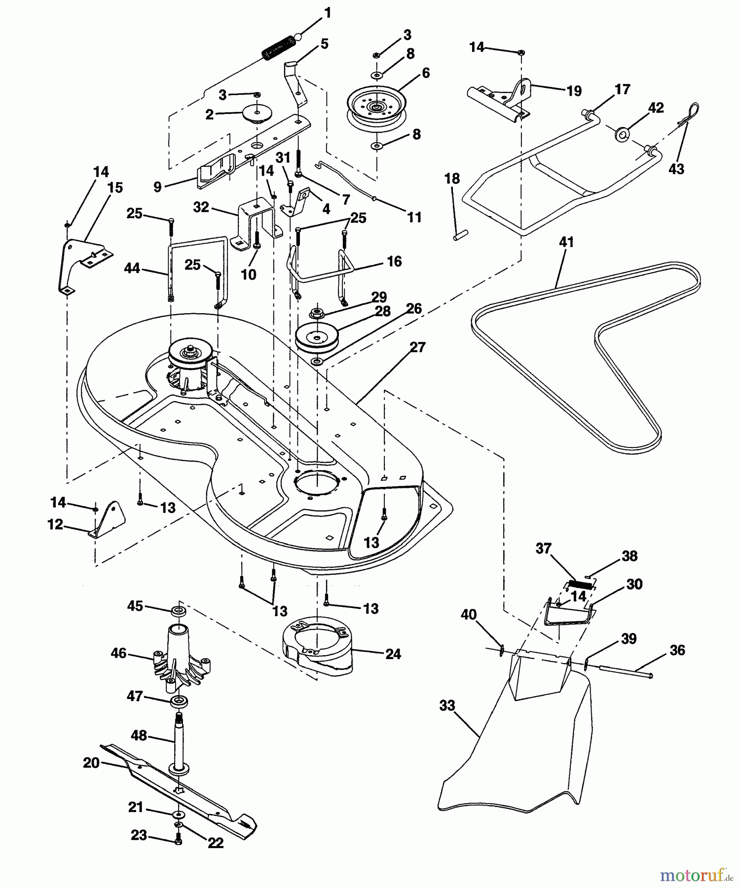 Husqvarna Rasen und Garten Traktoren LT 100 (954000312) (H1036A) - Husqvarna Lawn Tractor (1991-07 & After) Mower Deck