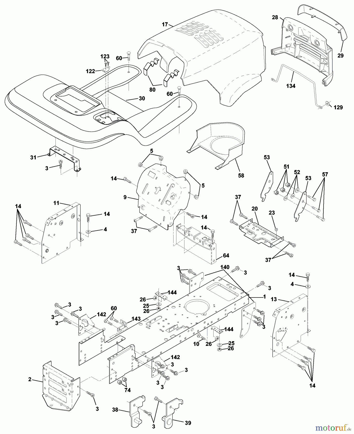 Husqvarna Rasen und Garten Traktoren LT 120 (954140002A) - Husqvarna Lawn Tractor (1996-12 & After) Chassis And Enclosures