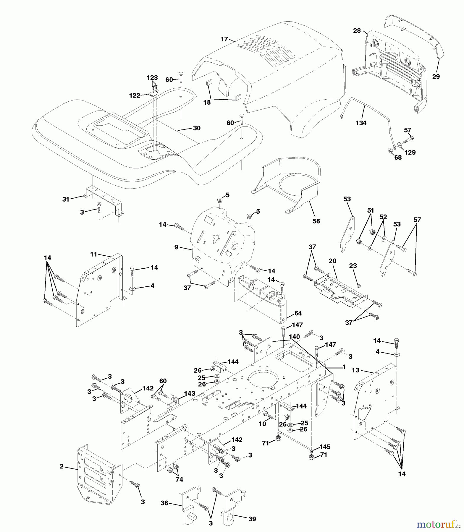 Husqvarna Rasen und Garten Traktoren LT 120 (954140002B) - Husqvarna Lawn Tractor (1997-12 & After) Chassis And Enclosures