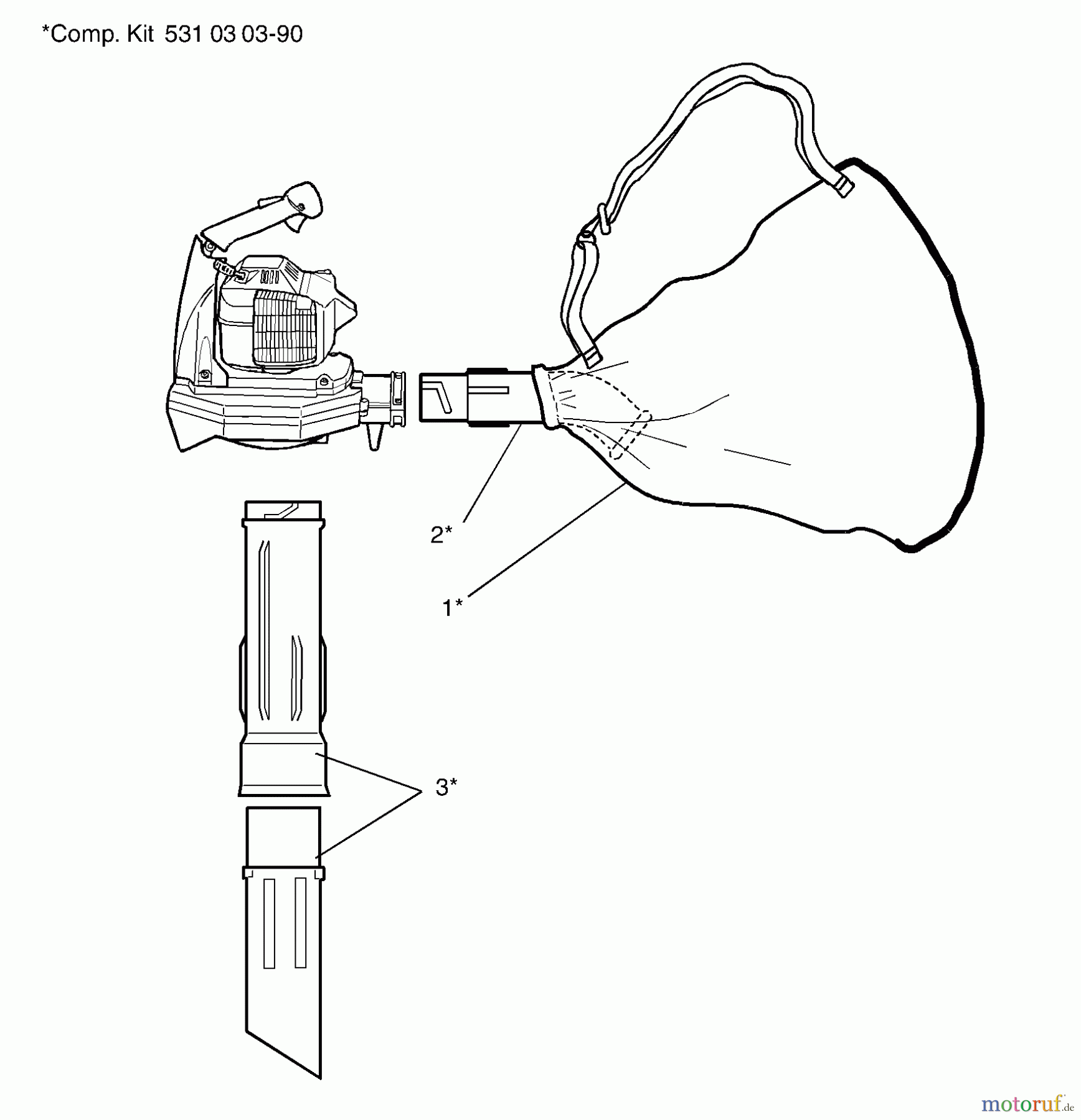 Husqvarna Zubehör, Rasenmäher / Mäher Vacuum Kit - Husqvarna Vacuum Kit for 225 HBV (2000-09 & After) 225 HBV Vacuum Kit