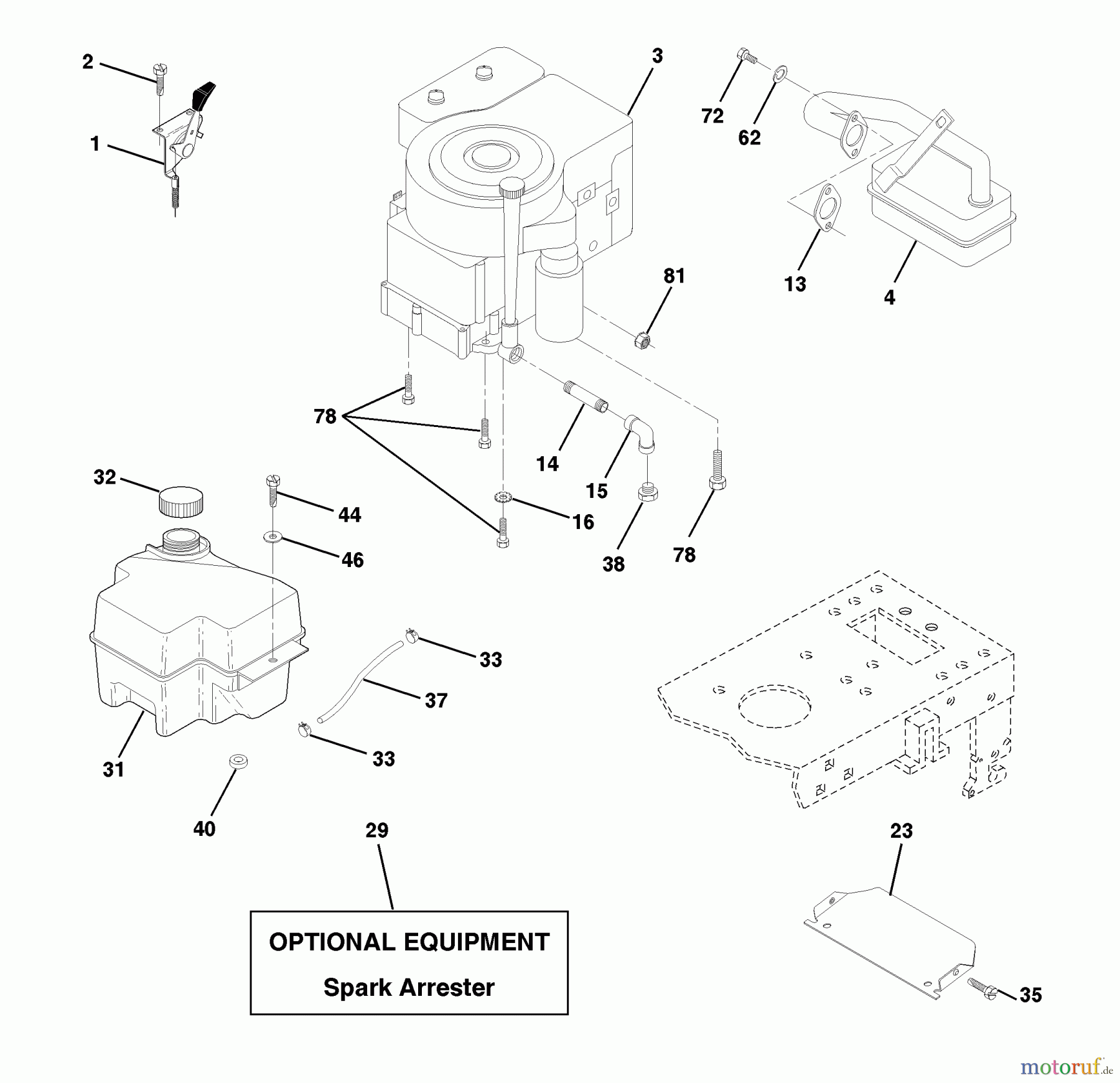 Husqvarna Rasen und Garten Traktoren LT 120 (954140002B) - Husqvarna Lawn Tractor (1997-12 & After) Engine