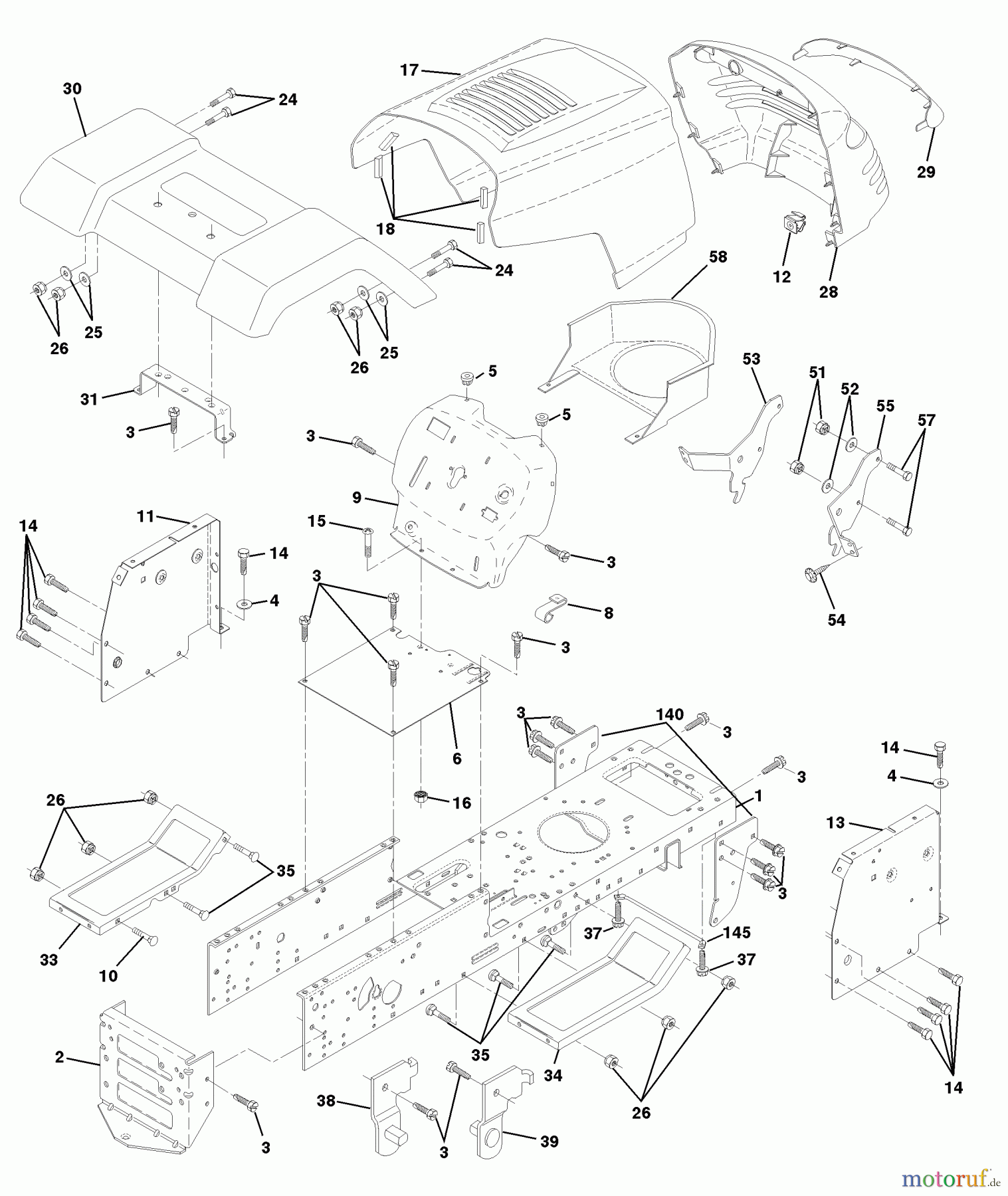 Husqvarna Rasen und Garten Traktoren LT 120 (954140047) (HCLT120A) - Husqvarna Lawn Tractor (1998-01 & After) Chassis And Enclosures