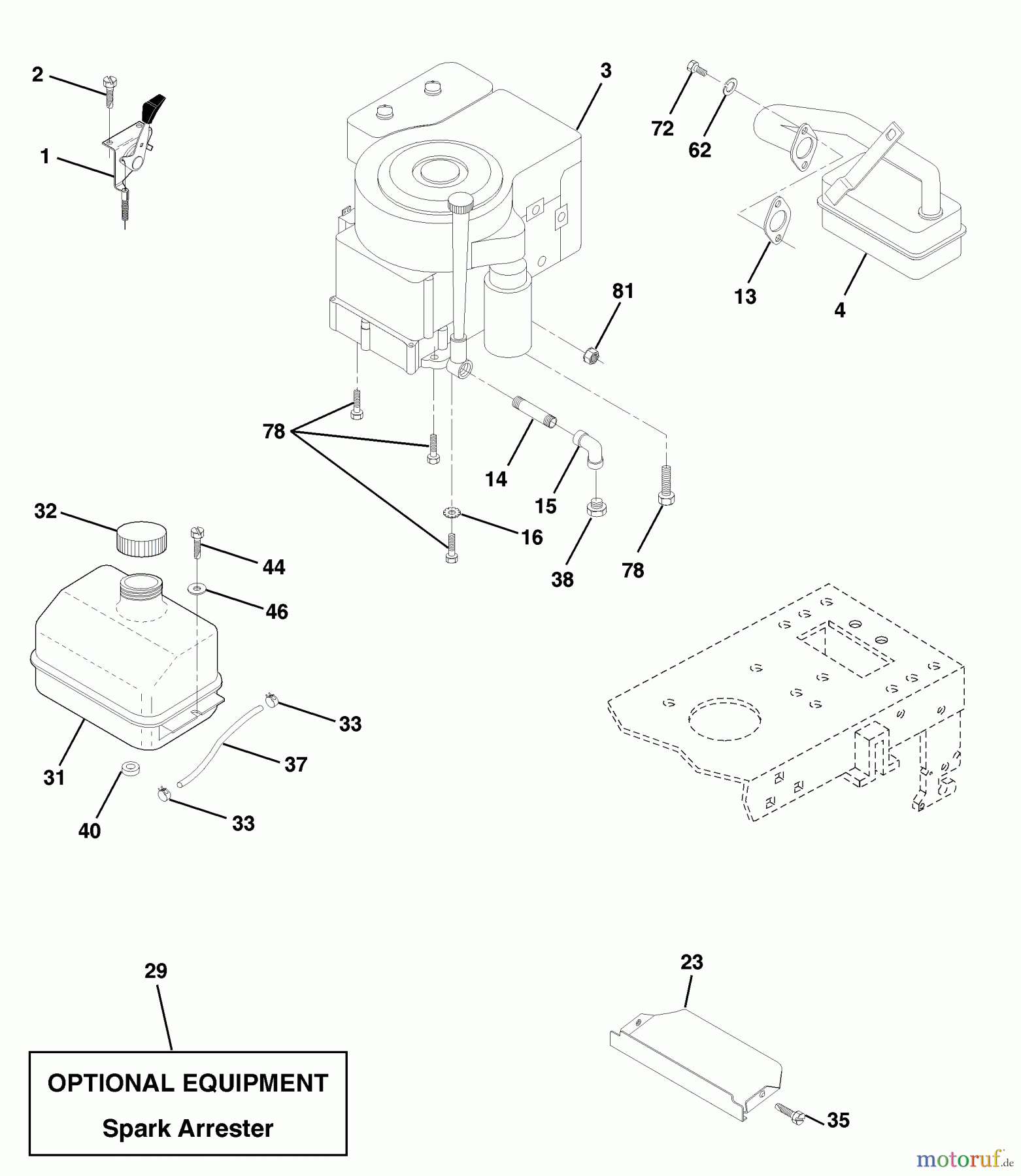 Husqvarna Rasen und Garten Traktoren LT 120 (954140047) (HCLT120A) - Husqvarna Lawn Tractor (1998-01 & After) Engine