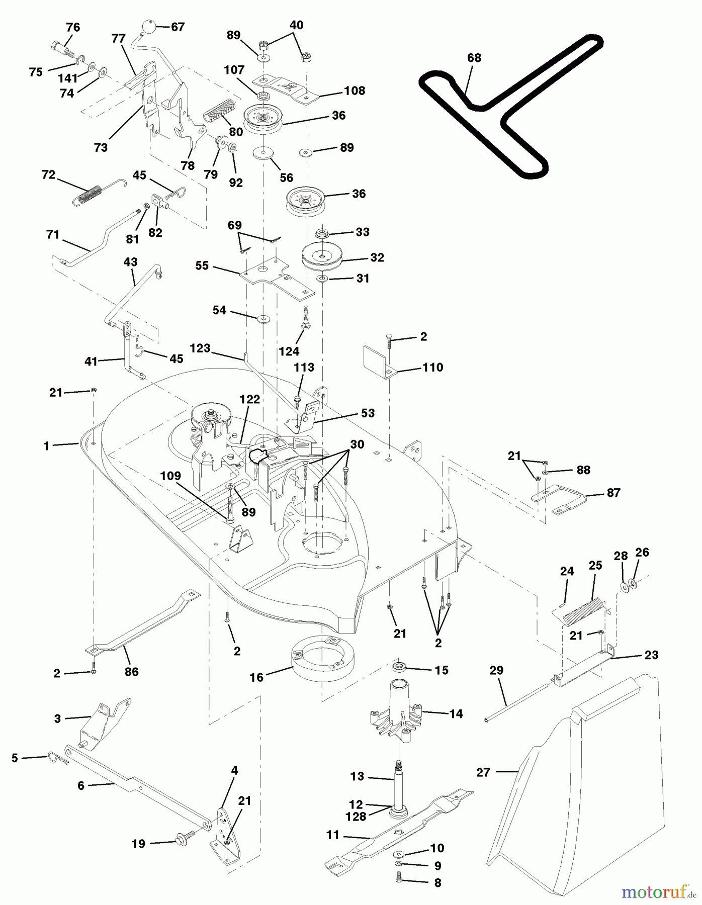 Husqvarna Rasen und Garten Traktoren LT 120 (954140047) (HCLT120A) - Husqvarna Lawn Tractor (1998-01 & After) Mower Deck