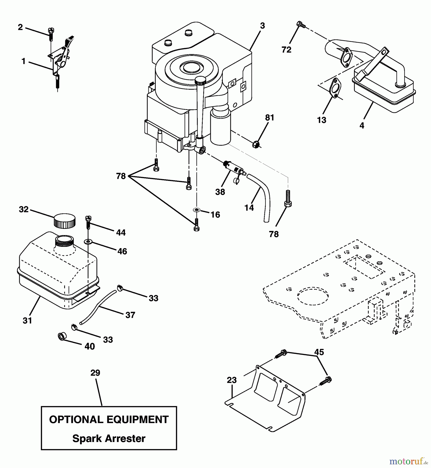 Husqvarna Rasen und Garten Traktoren LT 120 (954140047) (HCLT120B) - Husqvarna Lawn Tractor (1998-01 & After) Engine