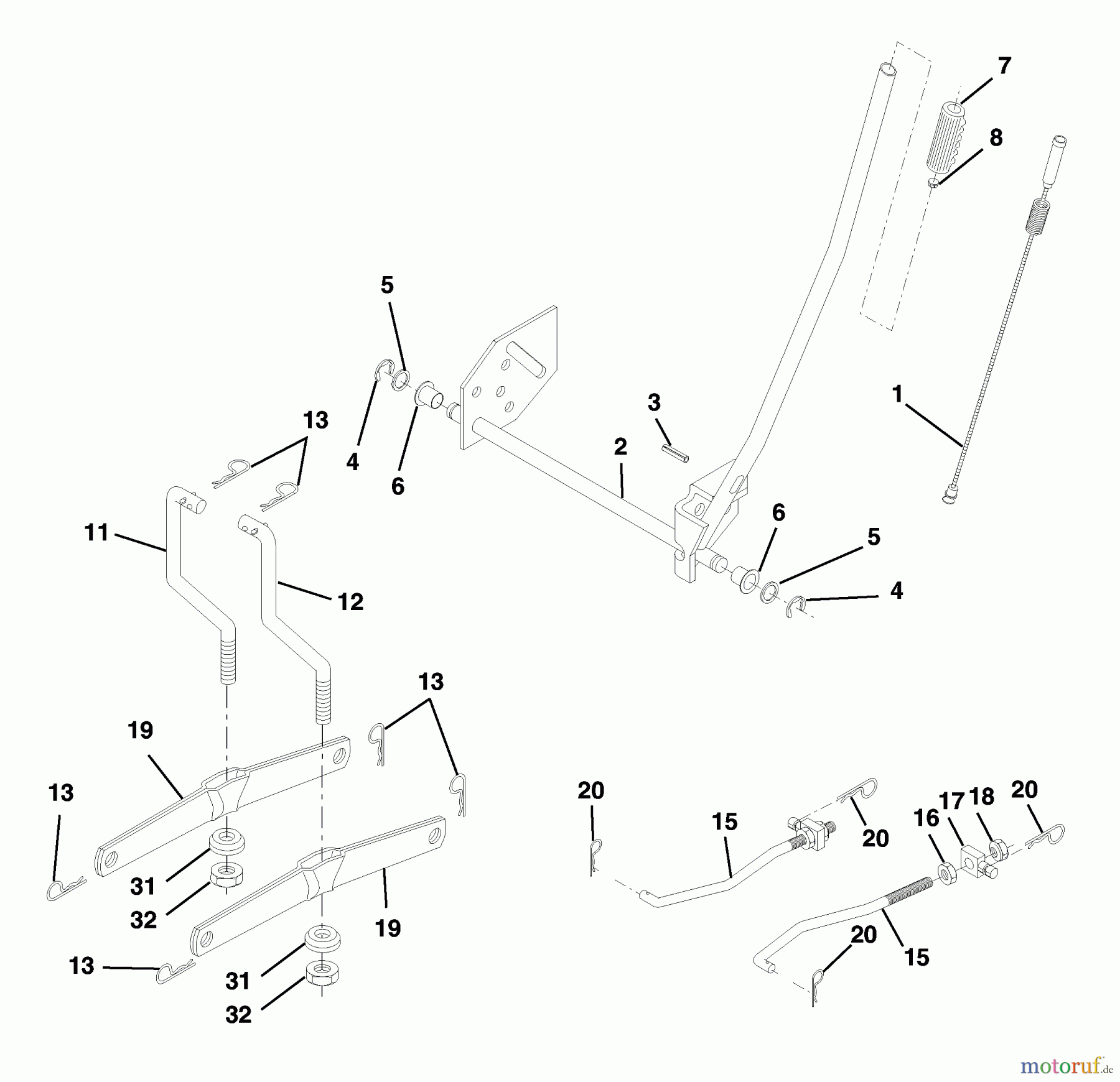 Husqvarna Rasen und Garten Traktoren LT 120 (954140047) (HCLT120B) - Husqvarna Lawn Tractor (1998-01 & After) Mower Lift