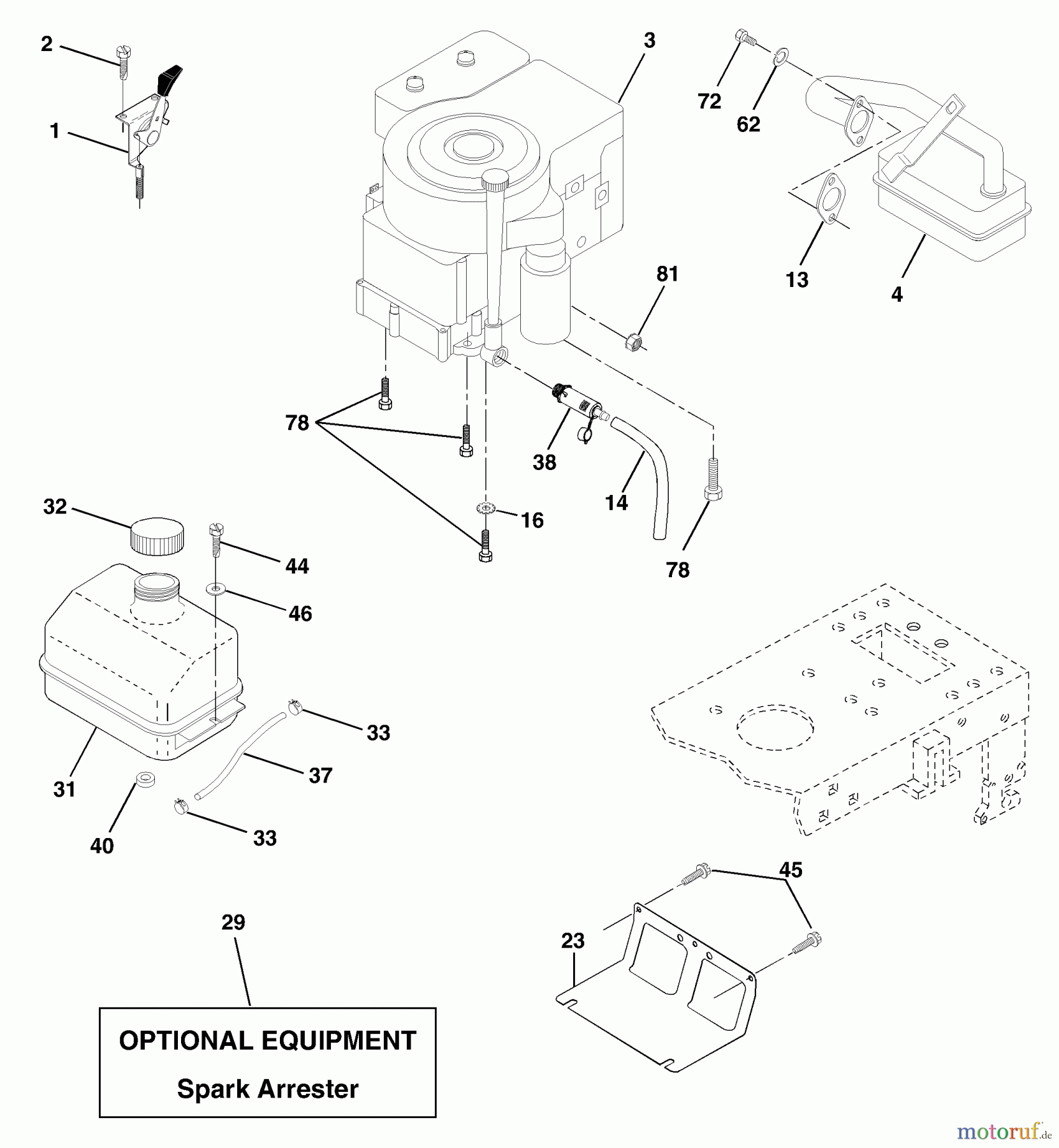 Husqvarna Rasen und Garten Traktoren LT 1238A (954567024) - Husqvarna Lawn Tractor (2000-10 & After) Engine