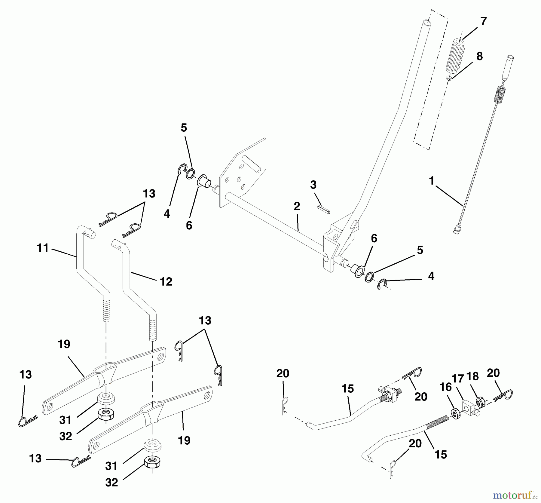 Husqvarna Rasen und Garten Traktoren LT 1238A (954567024) - Husqvarna Lawn Tractor (2000-10 & After) Mower Lift