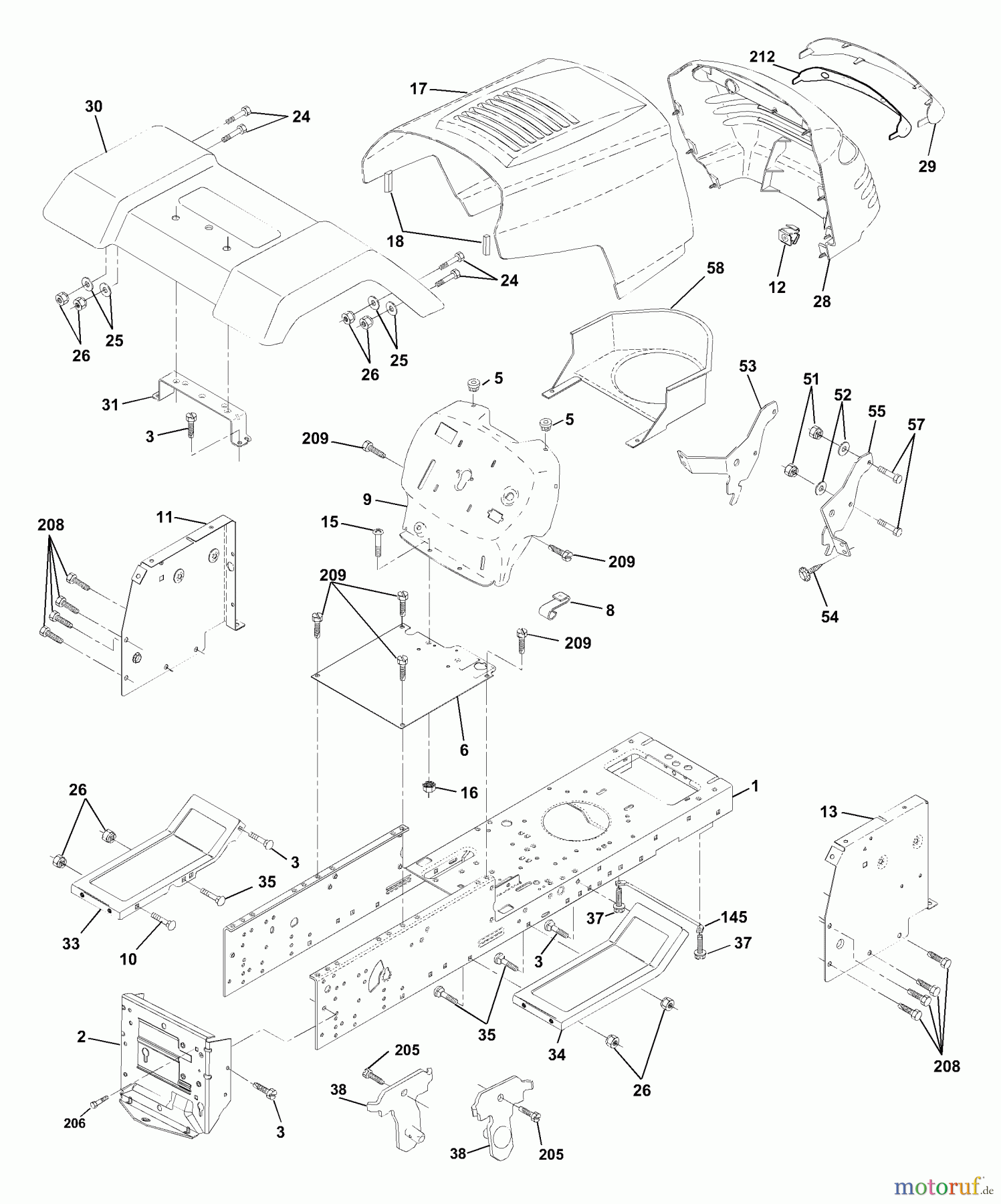Husqvarna Rasen und Garten Traktoren LT 1238B (954567024) - Husqvarna Lawn Tractor (2001-03 & After) Chassis