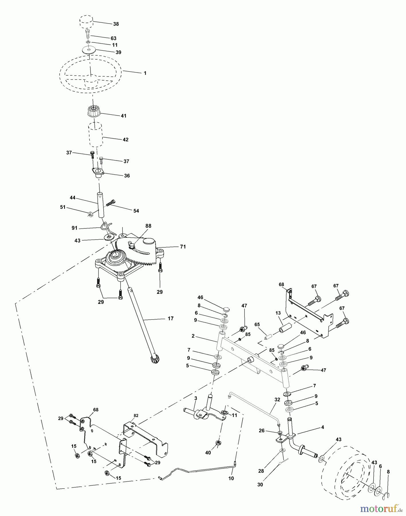 Husqvarna Rasen und Garten Traktoren LT 1238B (954567024) - Husqvarna Lawn Tractor (2001-03 & After) Steering