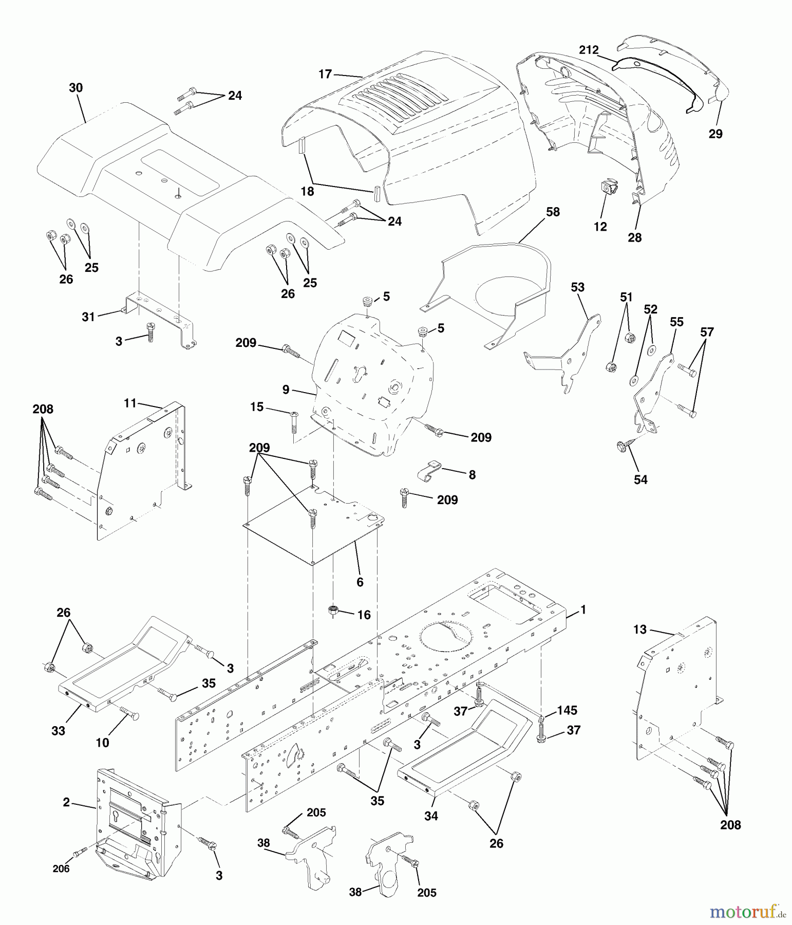 Husqvarna Rasen und Garten Traktoren LT 1238C (954567024) - Husqvarna Lawn Tractor (2001-10 & After) Chassis