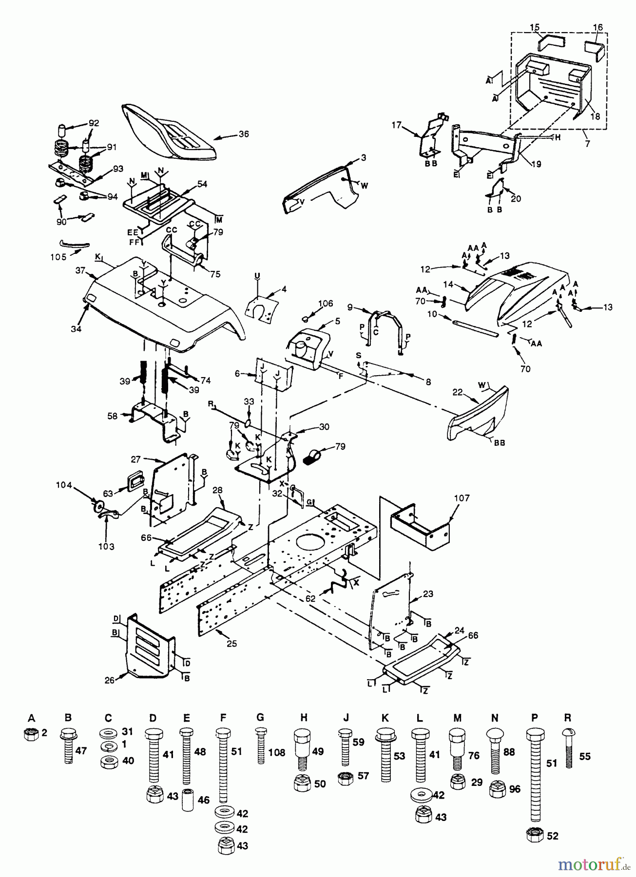 Husqvarna Rasen und Garten Traktoren LT 125 (954000332) (H12538D) - Husqvarna Lawn Tractor (1991-10 & After) Enclosures