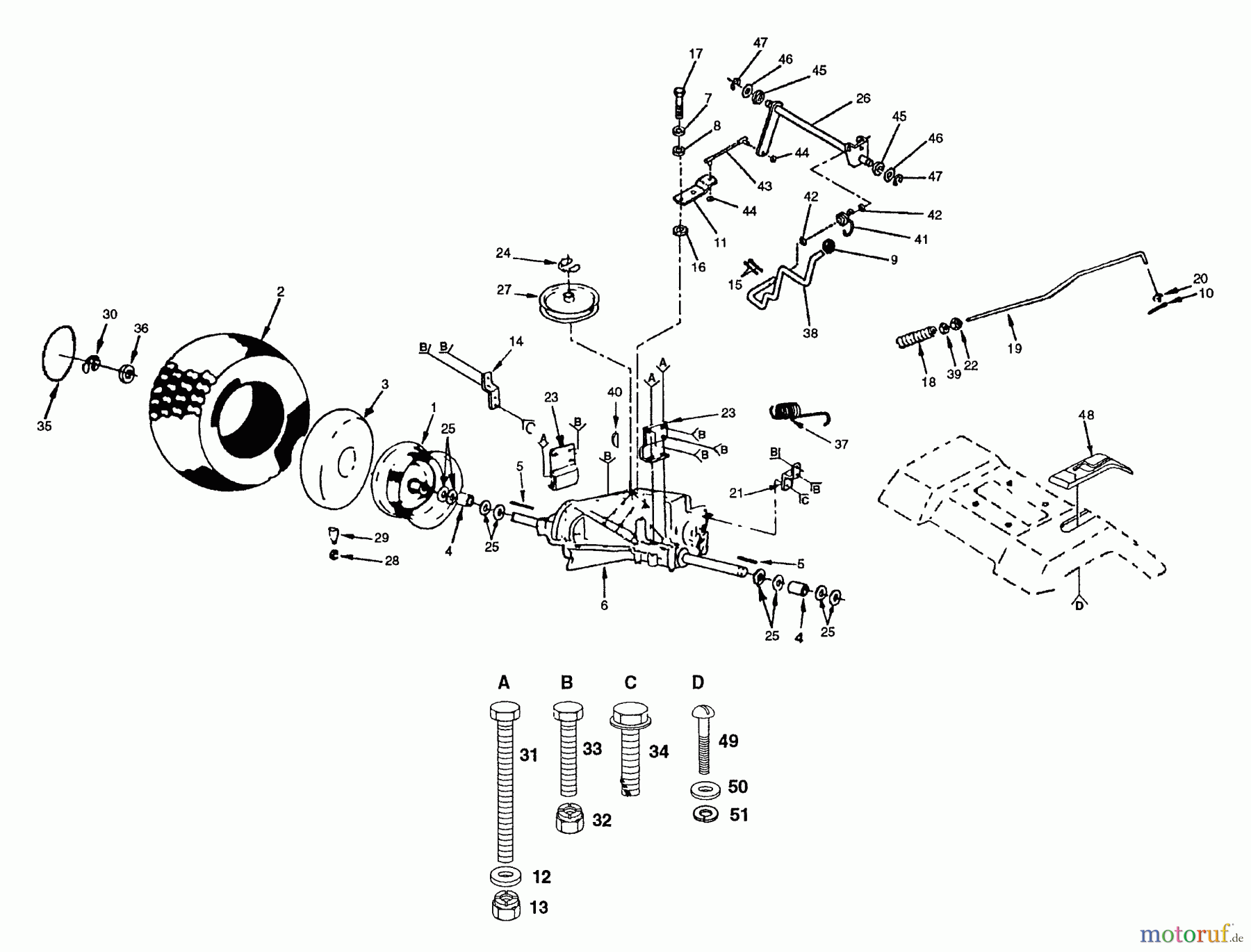 Husqvarna Rasen und Garten Traktoren LT 125 (954000332) (H12538D) - Husqvarna Lawn Tractor (1991-10 & After) Transaxle And Rear Wheel