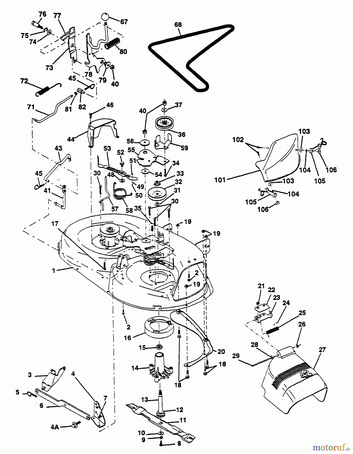 Husqvarna Rasen und Garten Traktoren LT 125 (954000772) (HC12542A) - Husqvarna Lawn Tractor (1994-01 & After) Mower Deck