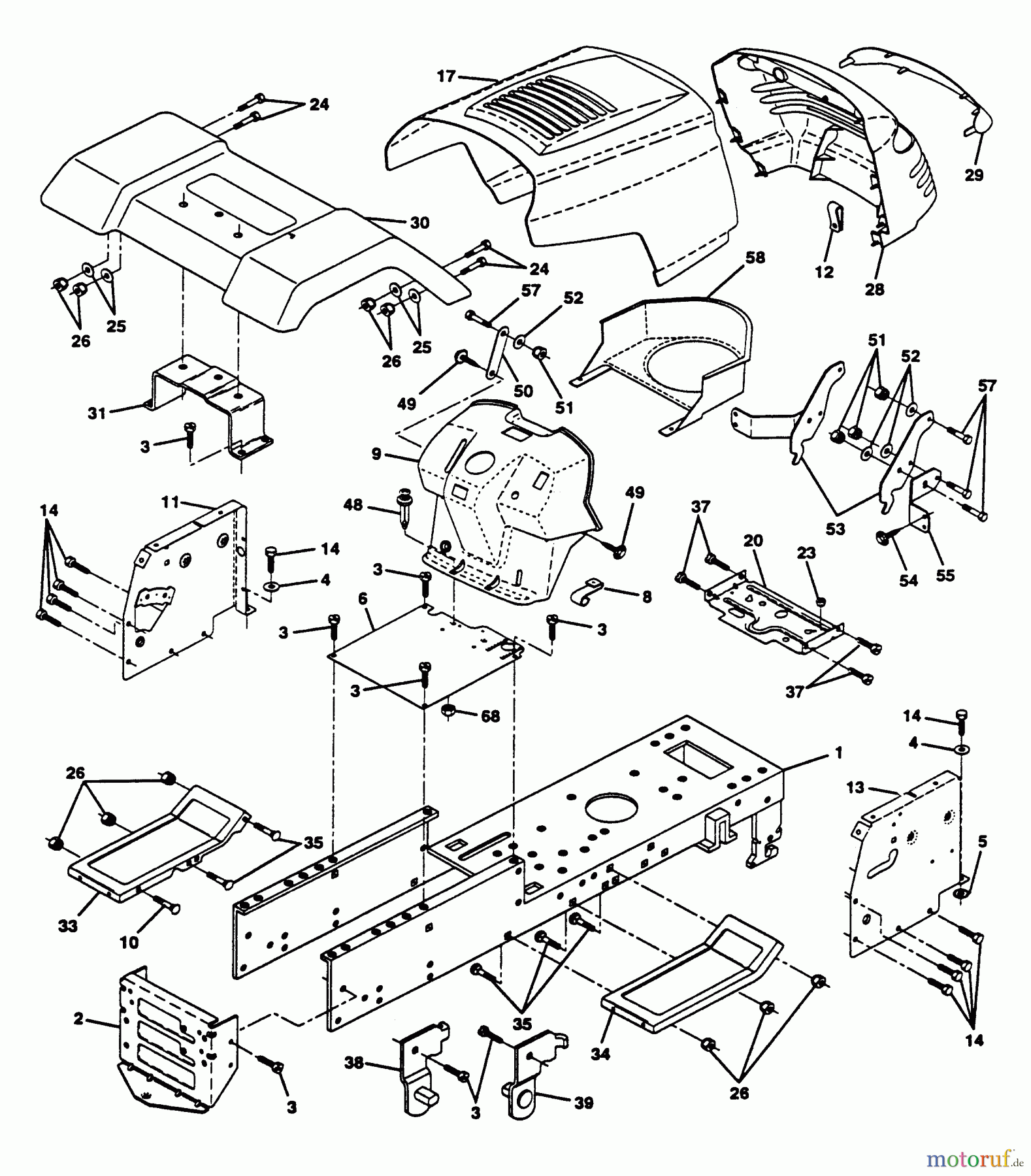 Husqvarna Rasen und Garten Traktoren LT 125 (954002711) (HC12542B) - Husqvarna Lawn Tractor (1995-01 to 1996-03) Chassis And Enclosures