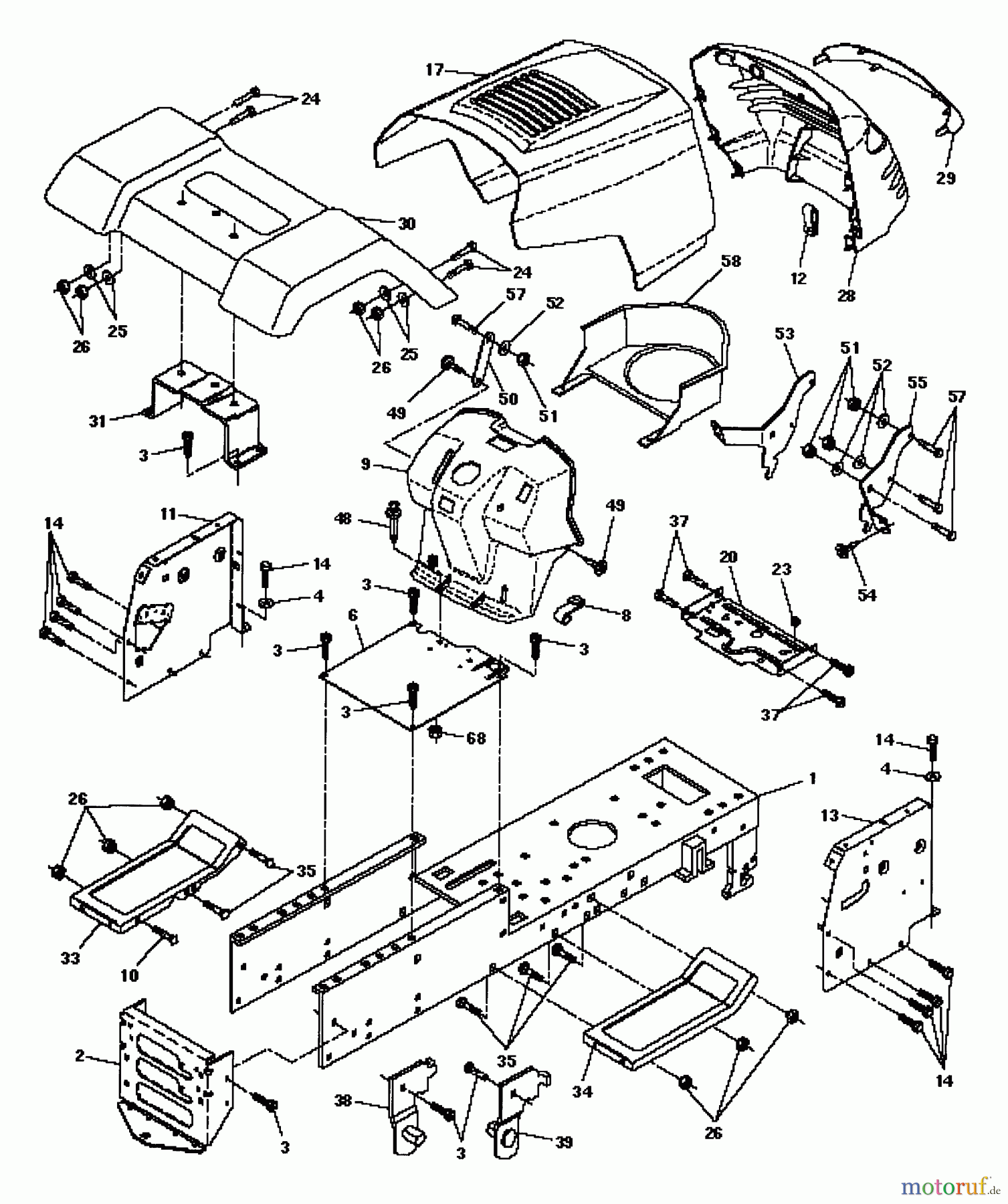 Husqvarna Rasen und Garten Traktoren LT 125 (954002711) (HC12542C) - Husqvarna Lawn Tractor (1996-04 & After) Chassis And Enclosures