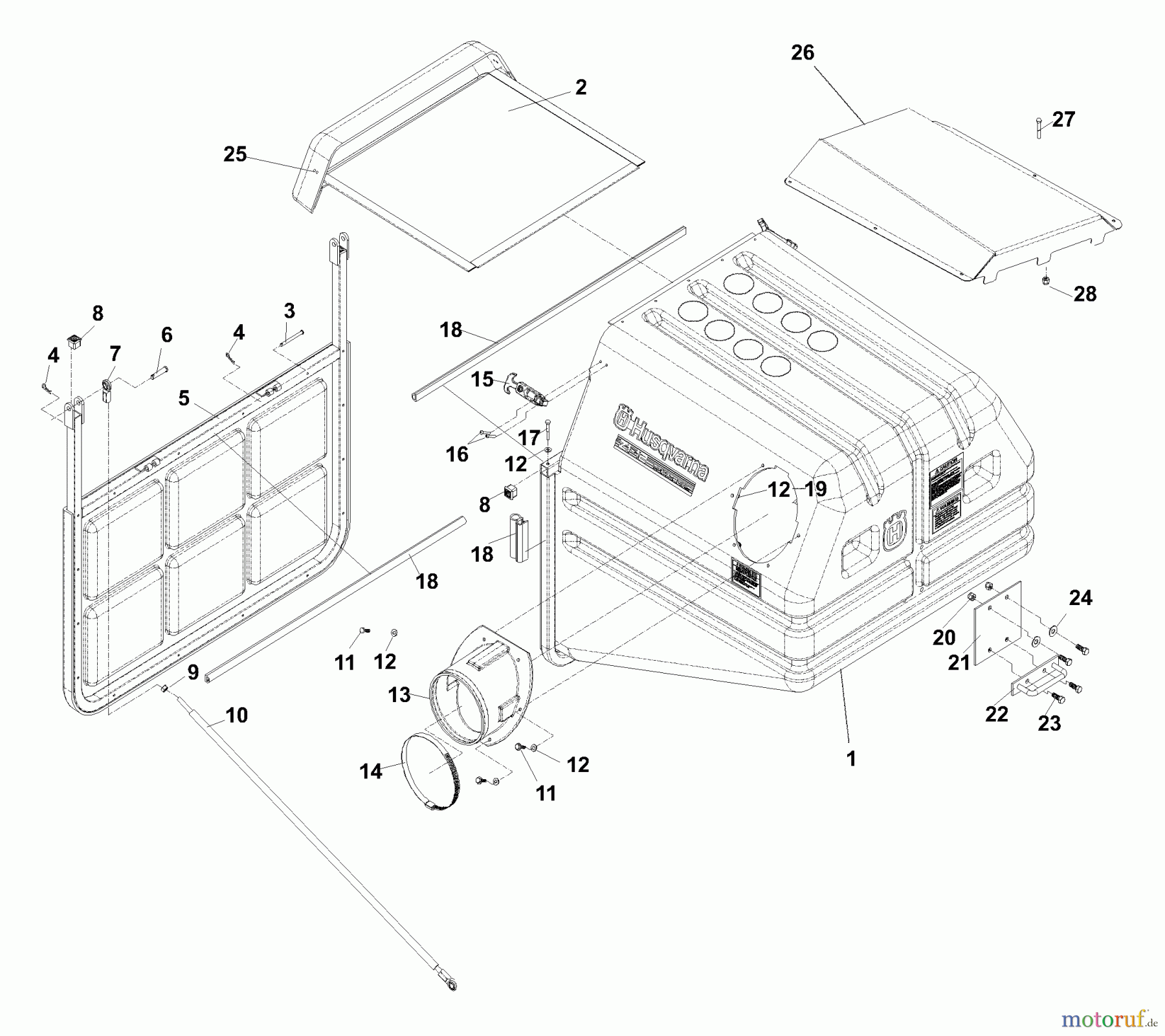 Husqvarna Zubehör, Rasenmäher / Mäher Z1-12 - Husqvarna Z Grass Collection System (2003-10 & After) Container Assembly