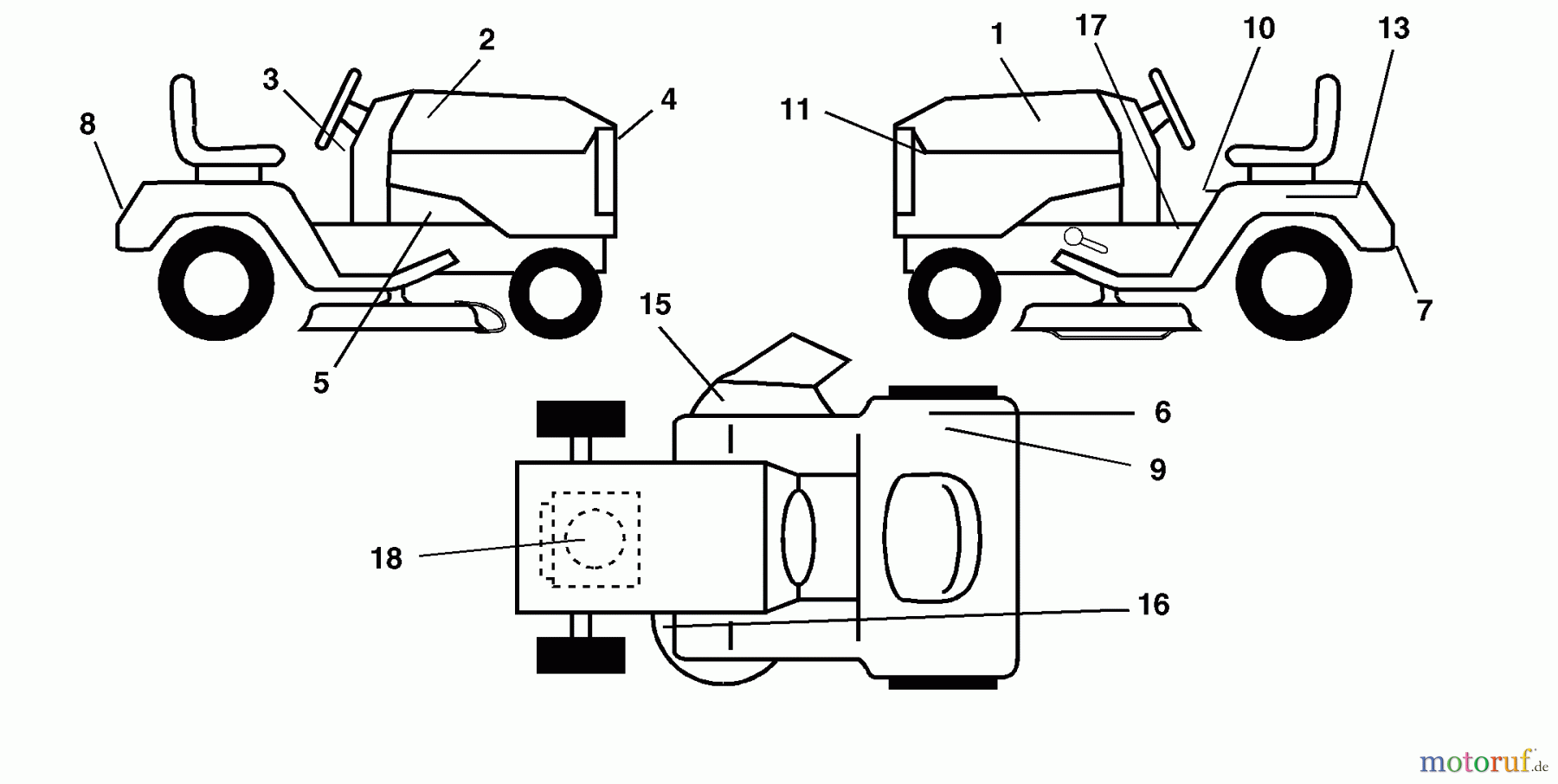 Husqvarna Rasen und Garten Traktoren LT 125 (954170001) (HE12536C) - Husqvarna Lawn Tractor (1998-10 & After) Decals