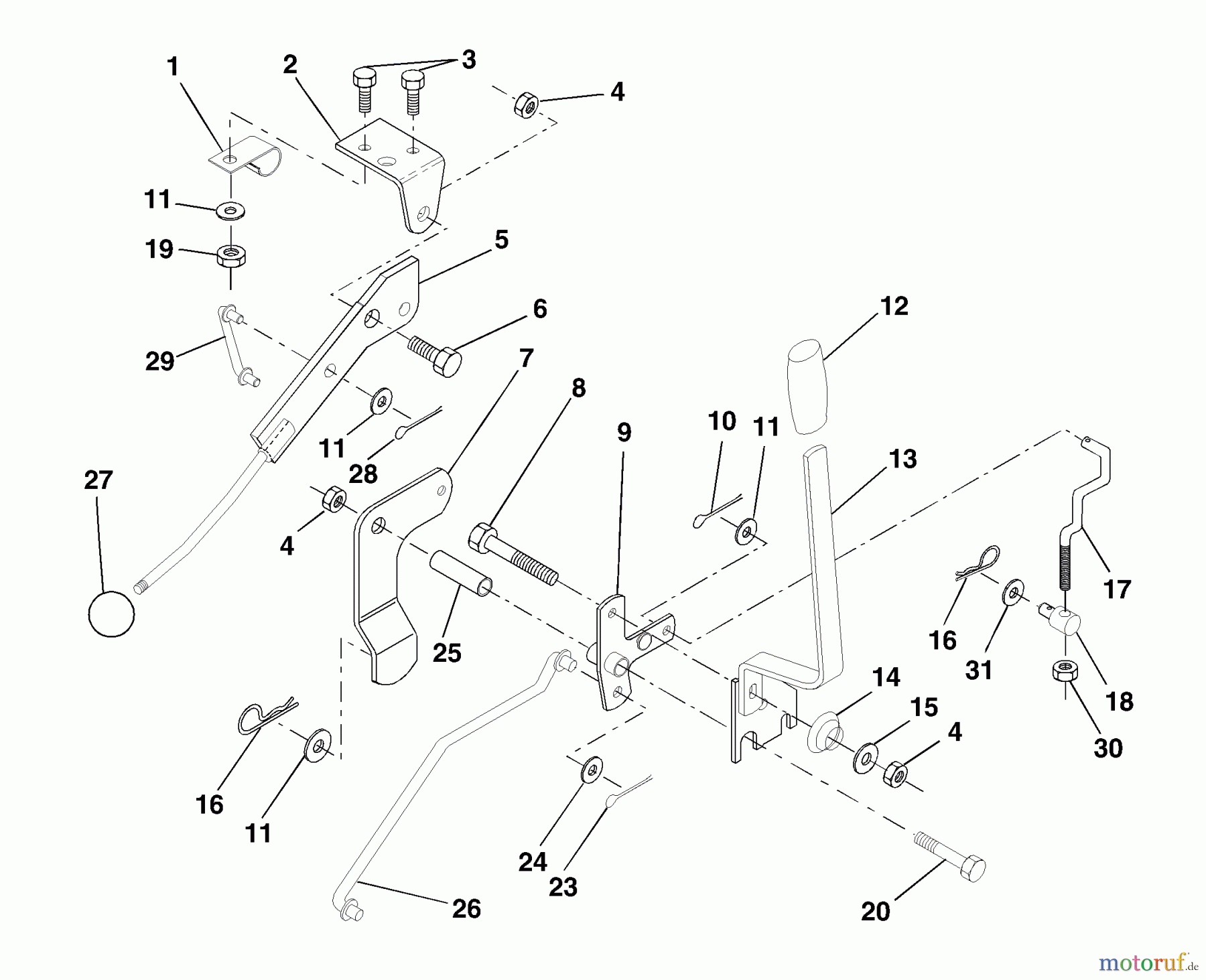 Husqvarna Rasen und Garten Traktoren LT 125 (954170001) (HE12536C) - Husqvarna Lawn Tractor (1998-10 & After) Mower Lift Lever