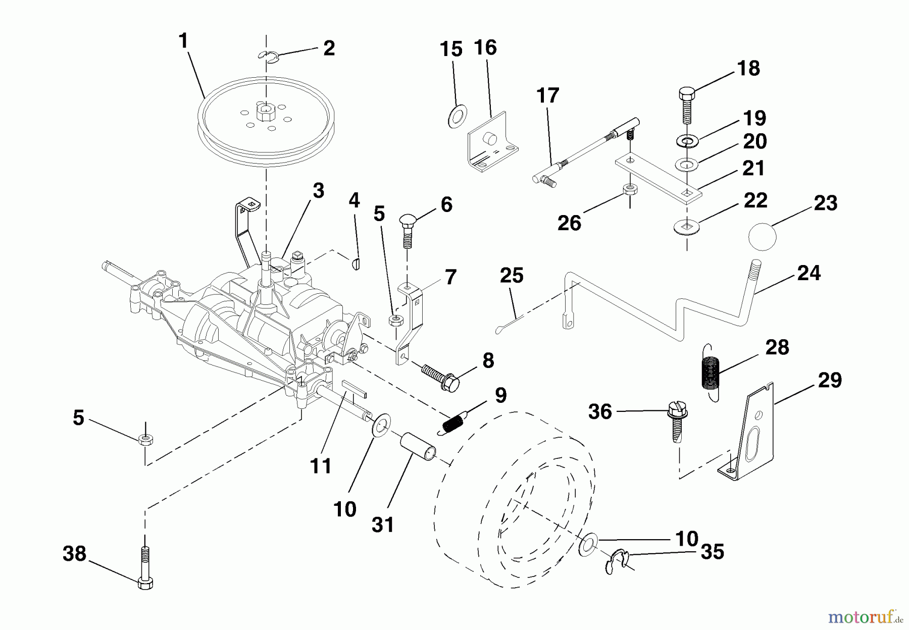 Husqvarna Rasen und Garten Traktoren LT 125 (954170001) (HE12536C) - Husqvarna Lawn Tractor (1998-10 & After) Transaxle