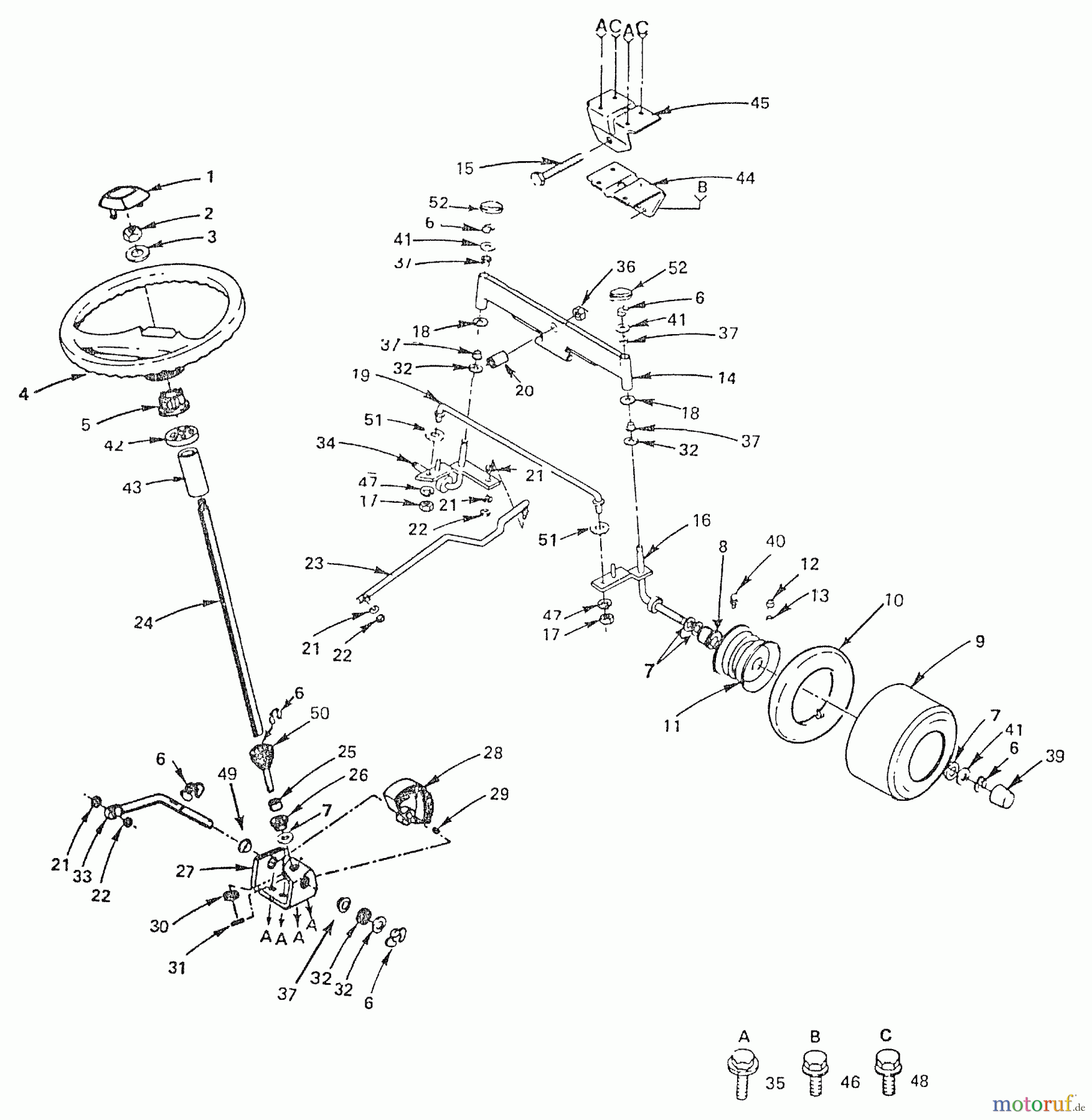 Husqvarna Rasen und Garten Traktoren LT 125 (HVLT125AE) - Husqvarna Lawn Tractor (1990-01 & After) Steering, Front Axle And Wheels
