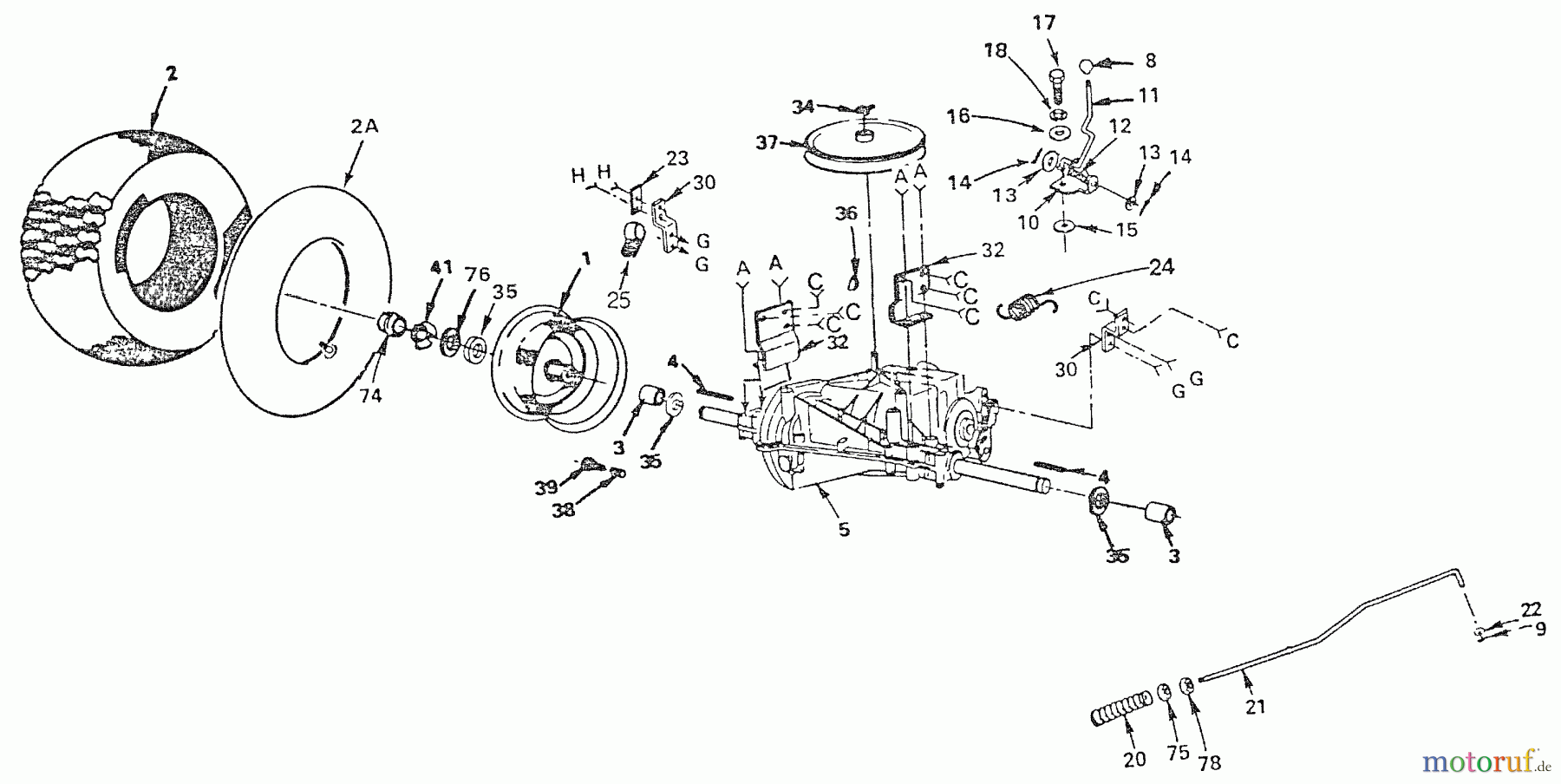 Husqvarna Rasen und Garten Traktoren LT 125 (HVLT125AE) - Husqvarna Lawn Tractor (1990-01 & After) Transaxle And Rear Wheel