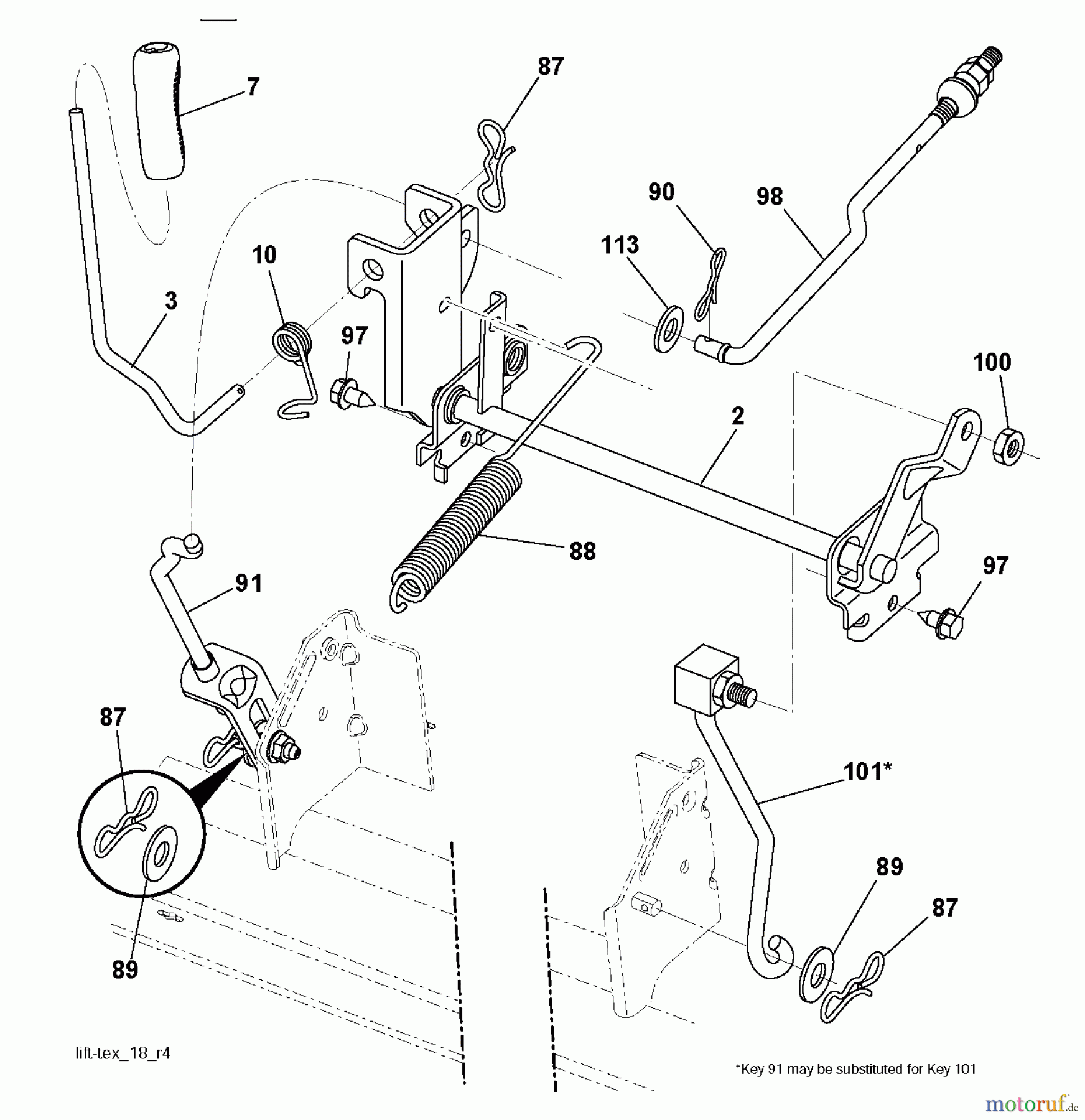 Husqvarna Rasen und Garten Traktoren LT 126 (96041019802) - Husqvarna Lawn Tractor (2011-07 & After) MOWER LIFT LEVER