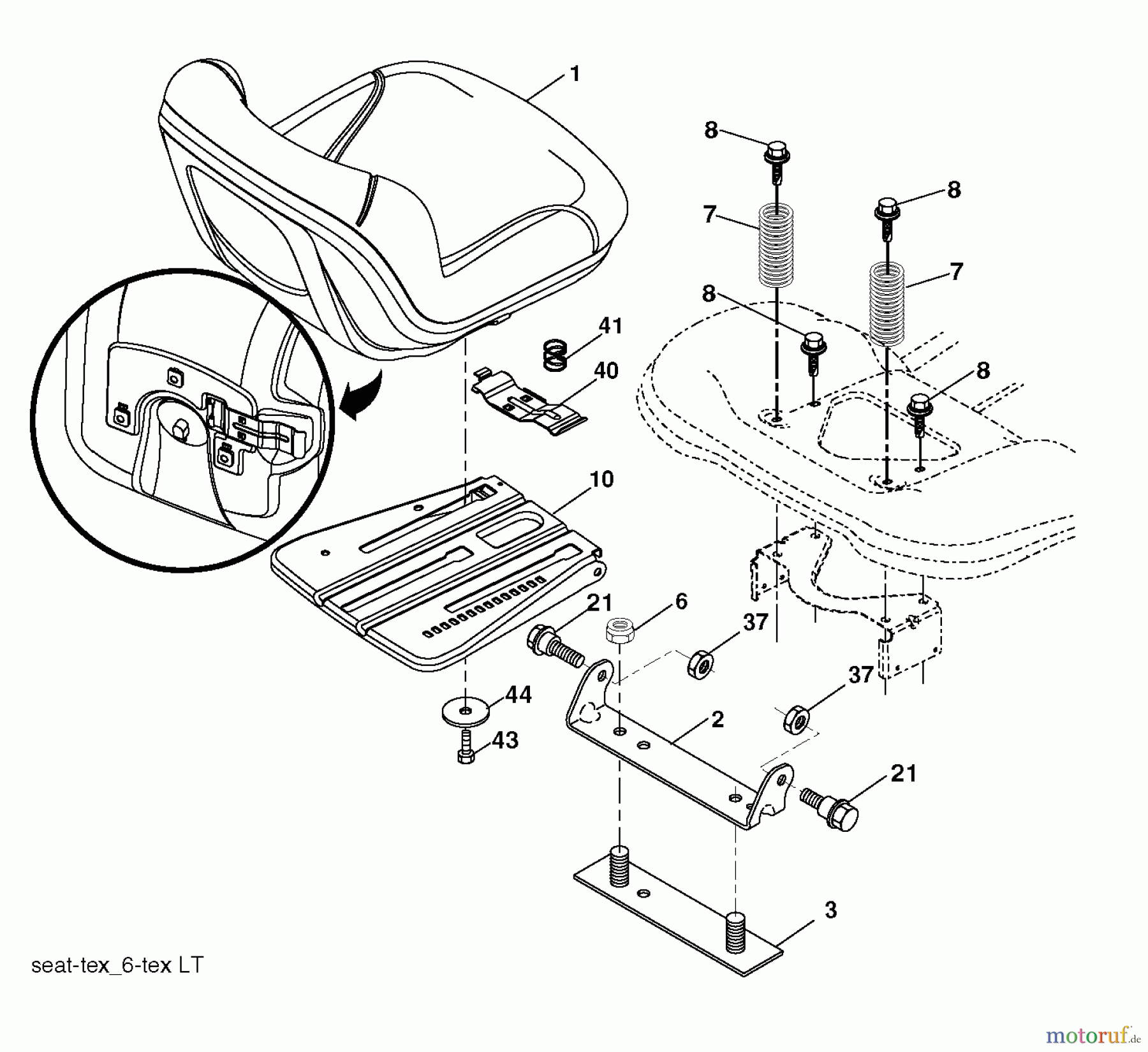 Husqvarna Rasen und Garten Traktoren LT 126 (96041019802) - Husqvarna Lawn Tractor (2011-07 & After) SEAT
