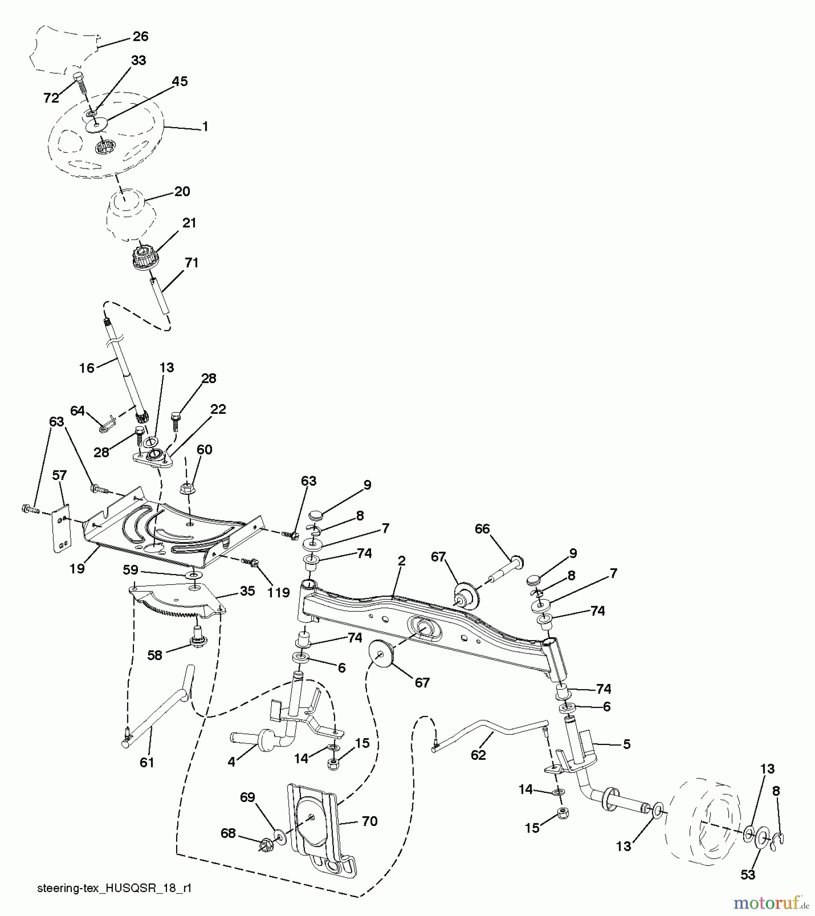 Husqvarna Rasen und Garten Traktoren LT 126 (96041020401) - Husqvarna Lawn Tractor (2011-07 & After) STEERING