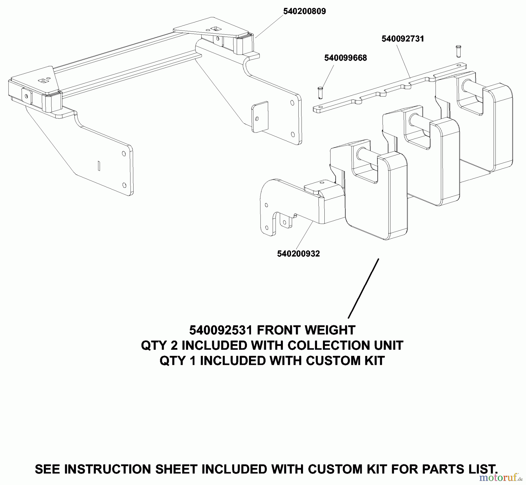 Husqvarna Zubehör, Rasenmäher / Mäher Z1-9 - Husqvarna Z Grass Collection System (2003-10 & After) Hitch & Front Weight Bar Assembly