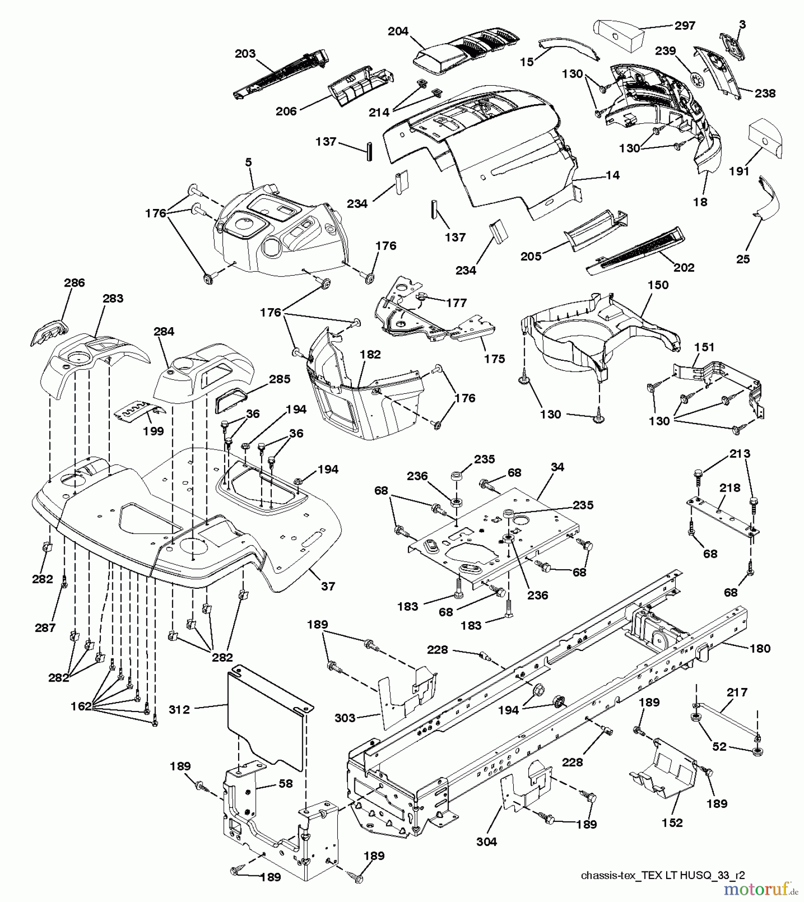 Husqvarna Rasen und Garten Traktoren LT 126 (96041020402) - Husqvarna Lawn Tractor (2012-05 & After) CHASSIS ENCLOSURES