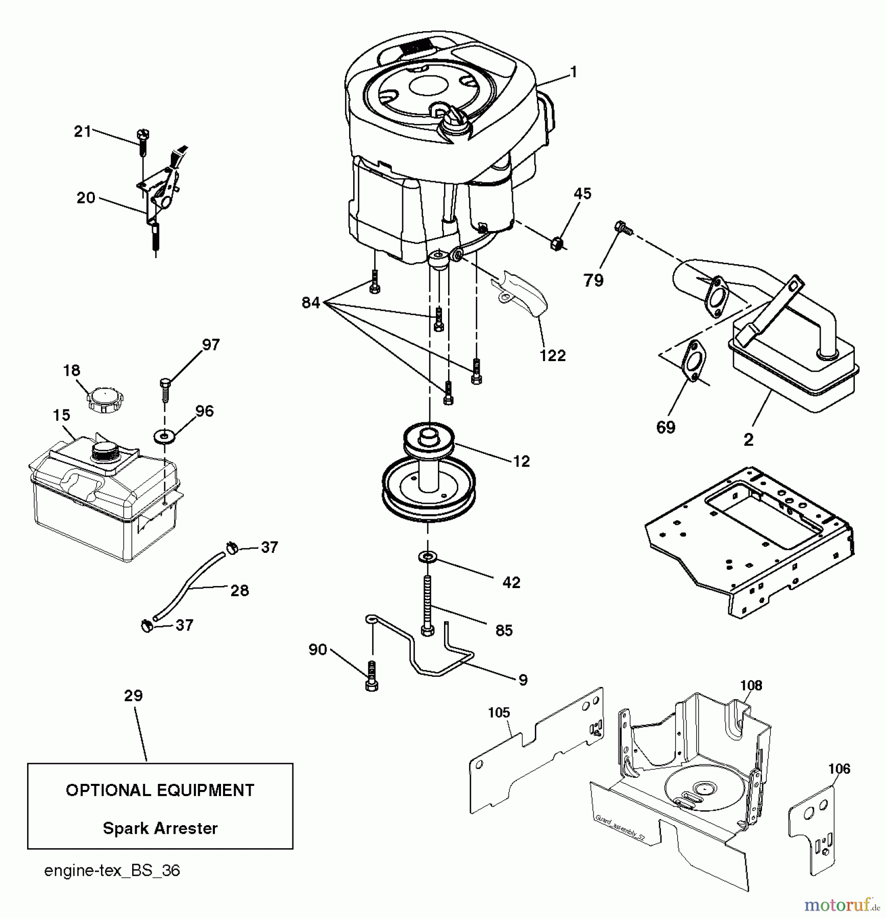 Husqvarna Rasen und Garten Traktoren LT 126 (96041020402) - Husqvarna Lawn Tractor (2012-05 & After) ENGINE