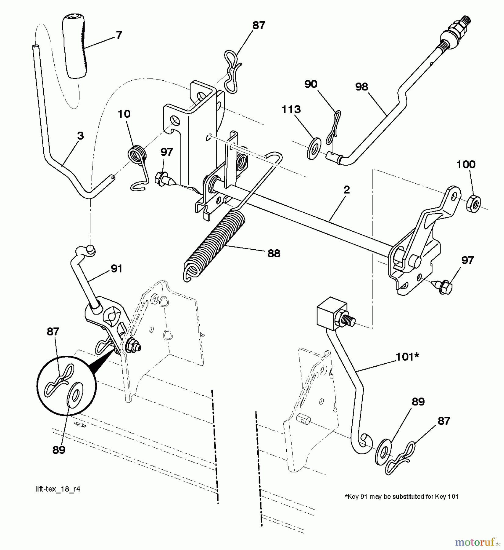 Husqvarna Rasen und Garten Traktoren LT 126 (96041020403) - Husqvarna Lawn Tractor (2013-04) MOWER LIFT / DECK LIFT