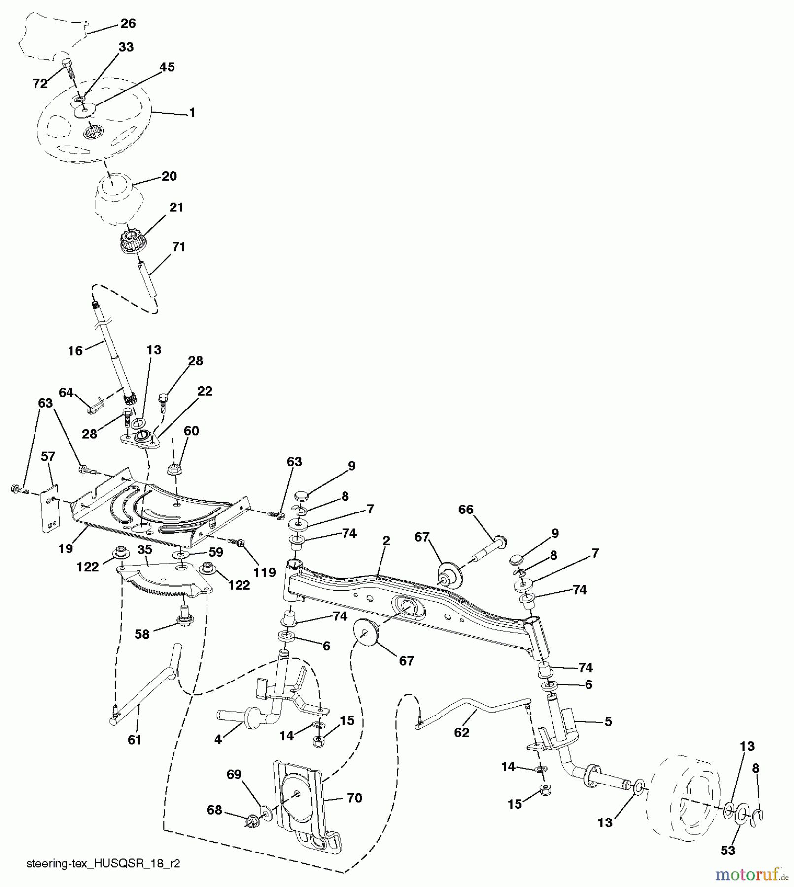 Husqvarna Rasen und Garten Traktoren LT 126 (96041020402) - Husqvarna Lawn Tractor (2012-05 & After) STEERING
