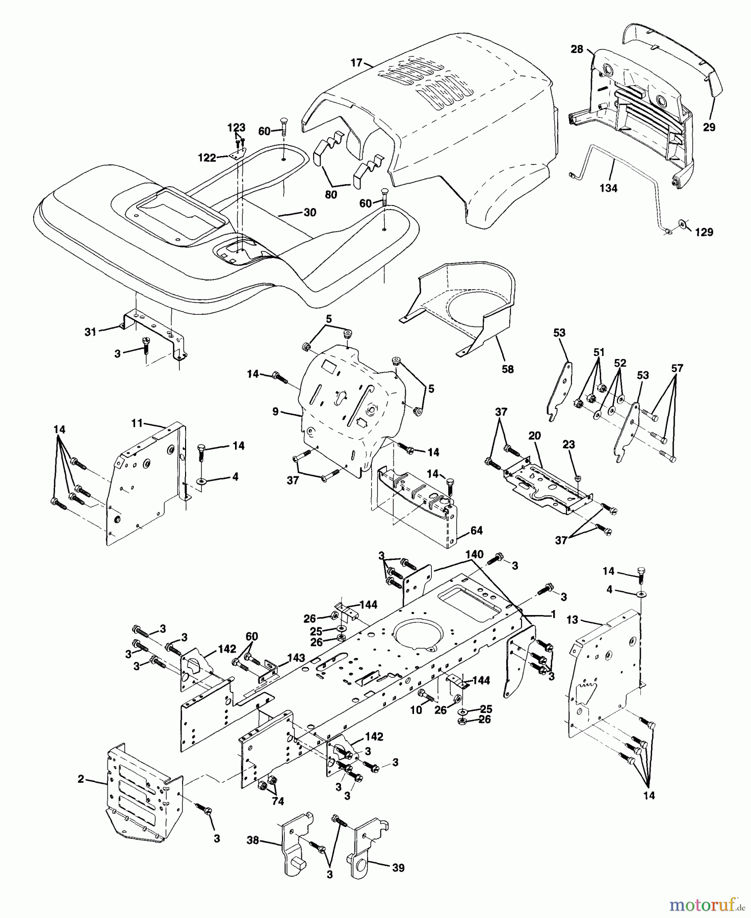 Husqvarna Rasen und Garten Traktoren LT 130 (954140004A) - Husqvarna Lawn Tractor (1997-12 & After) Chassis And Enclosures
