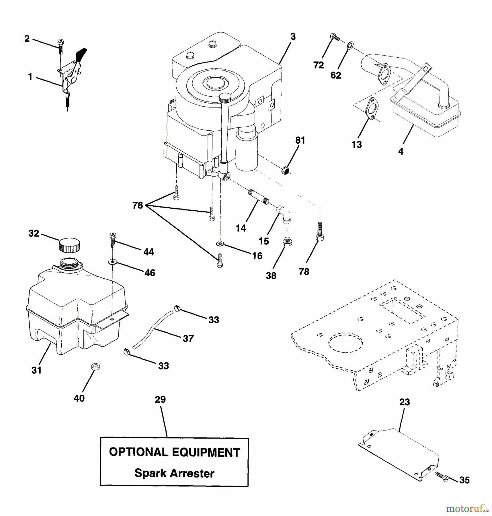 Husqvarna Rasen und Garten Traktoren LT 130 (954140004A) - Husqvarna Lawn Tractor (1997-12 & After) Engine