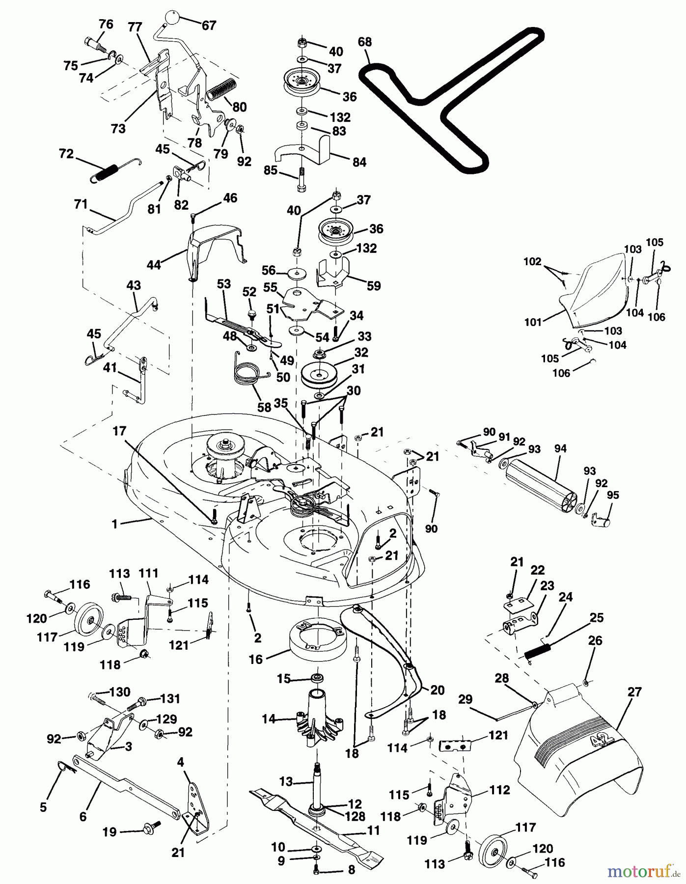 Husqvarna Rasen und Garten Traktoren LT 130 (954140004A) - Husqvarna Lawn Tractor (1997-12 & After) Mower Deck