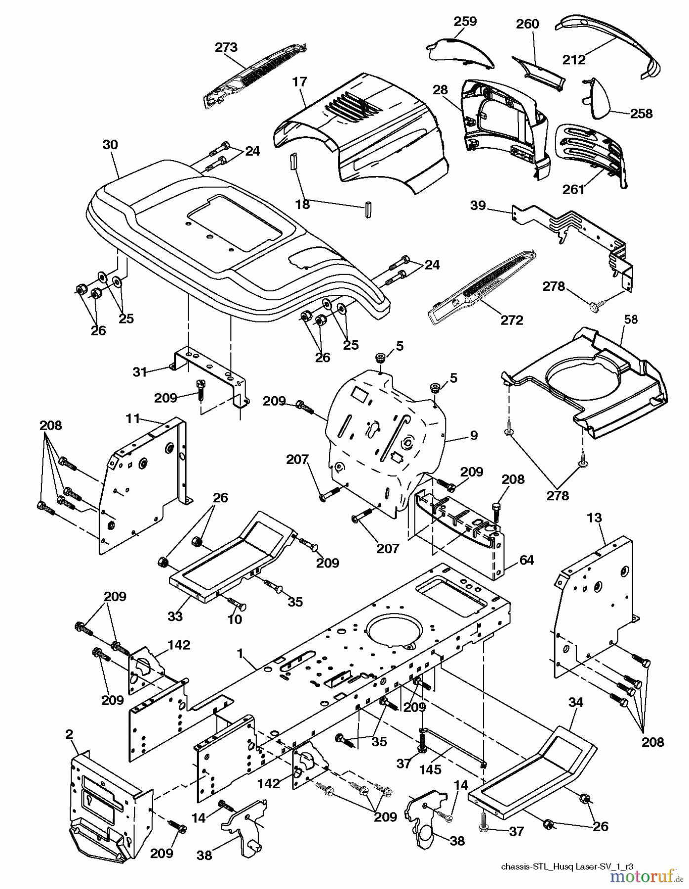 Husqvarna Rasen und Garten Traktoren LT 131 (96011026408) - Husqvarna Lawn Tractor (2013-08) CHASSIS ENCLOSURES